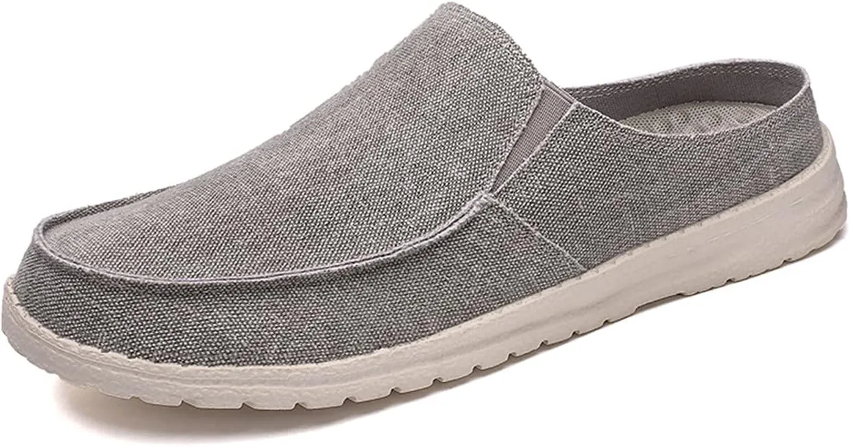 Mens Backless Slippers Canvas Mule Sneakers Breathable Slip on Driving Shoes