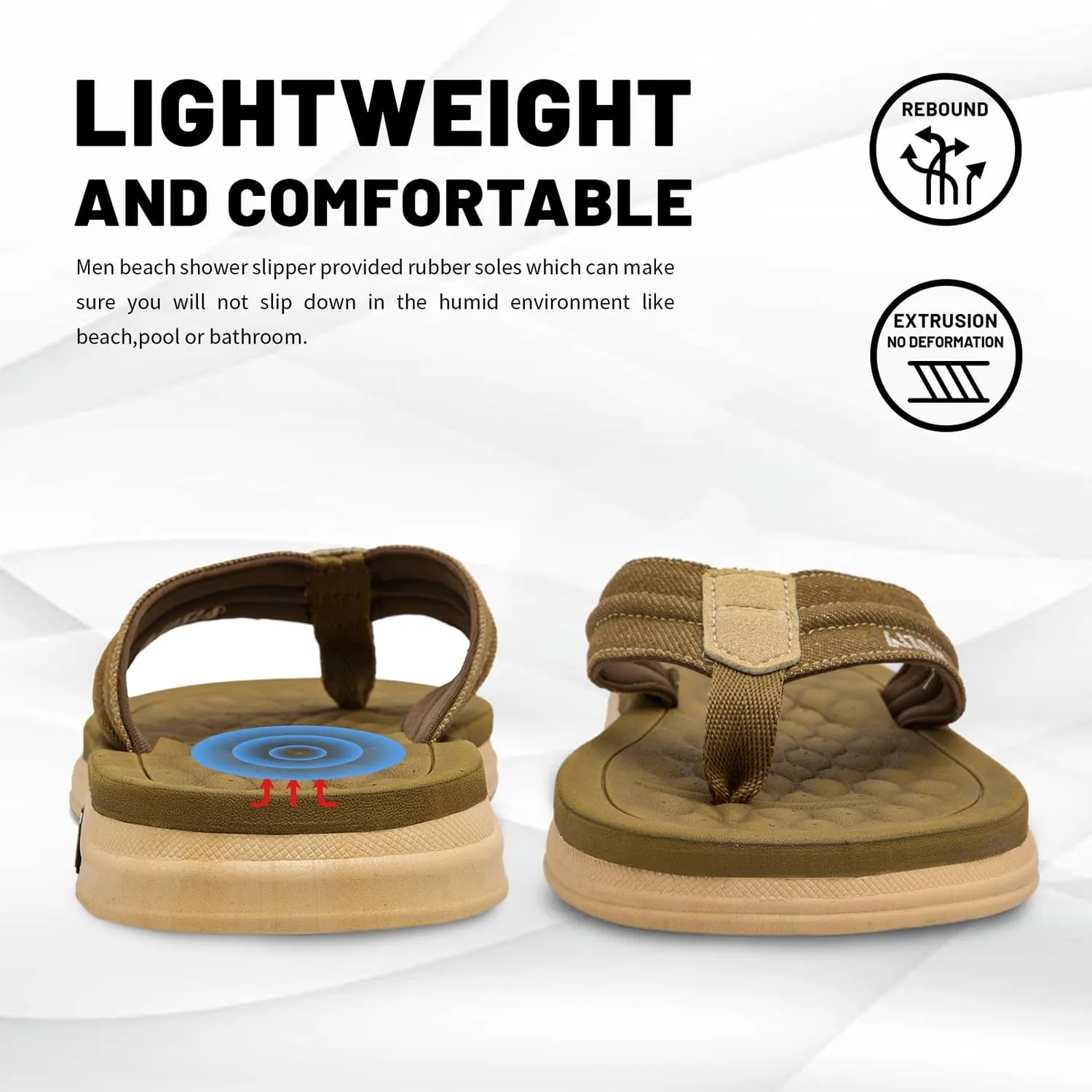 Mens Beach Flip Flops Orthotic Summer Thong Sandals Comfort Rubber Soles with Soft Cushion