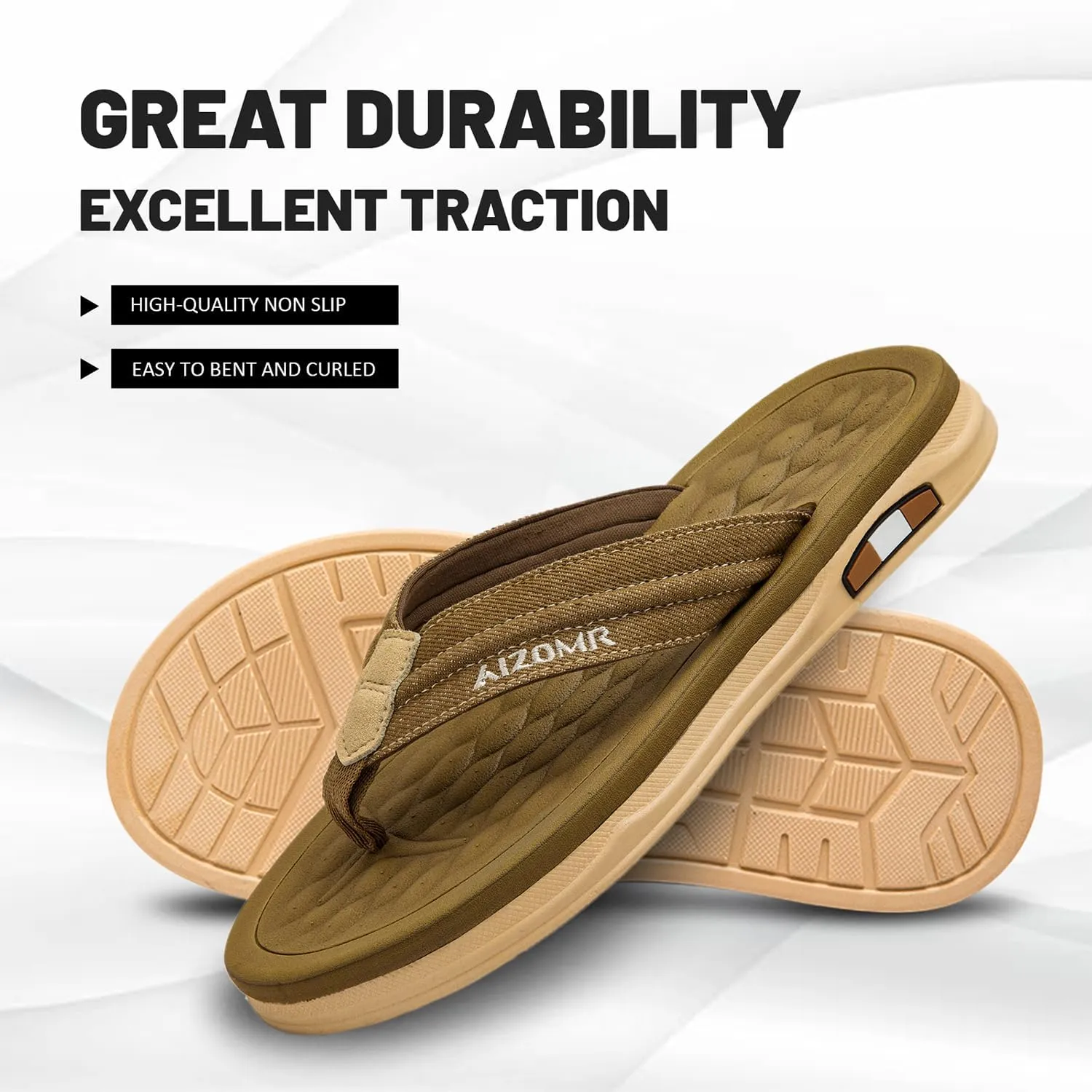 Mens Beach Flip Flops Orthotic Summer Thong Sandals Comfort Rubber Soles with Soft Cushion