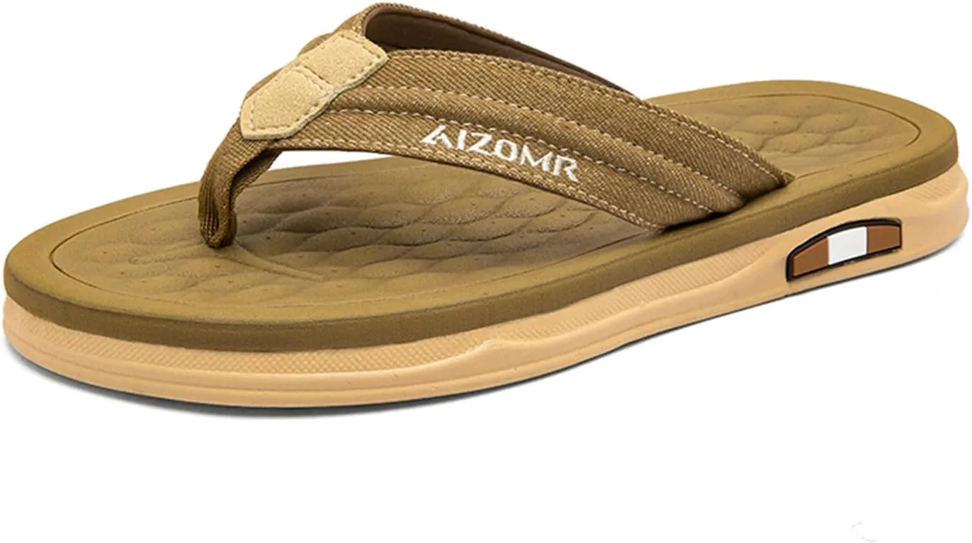 Mens Beach Flip Flops Orthotic Summer Thong Sandals Comfort Rubber Soles with Soft Cushion