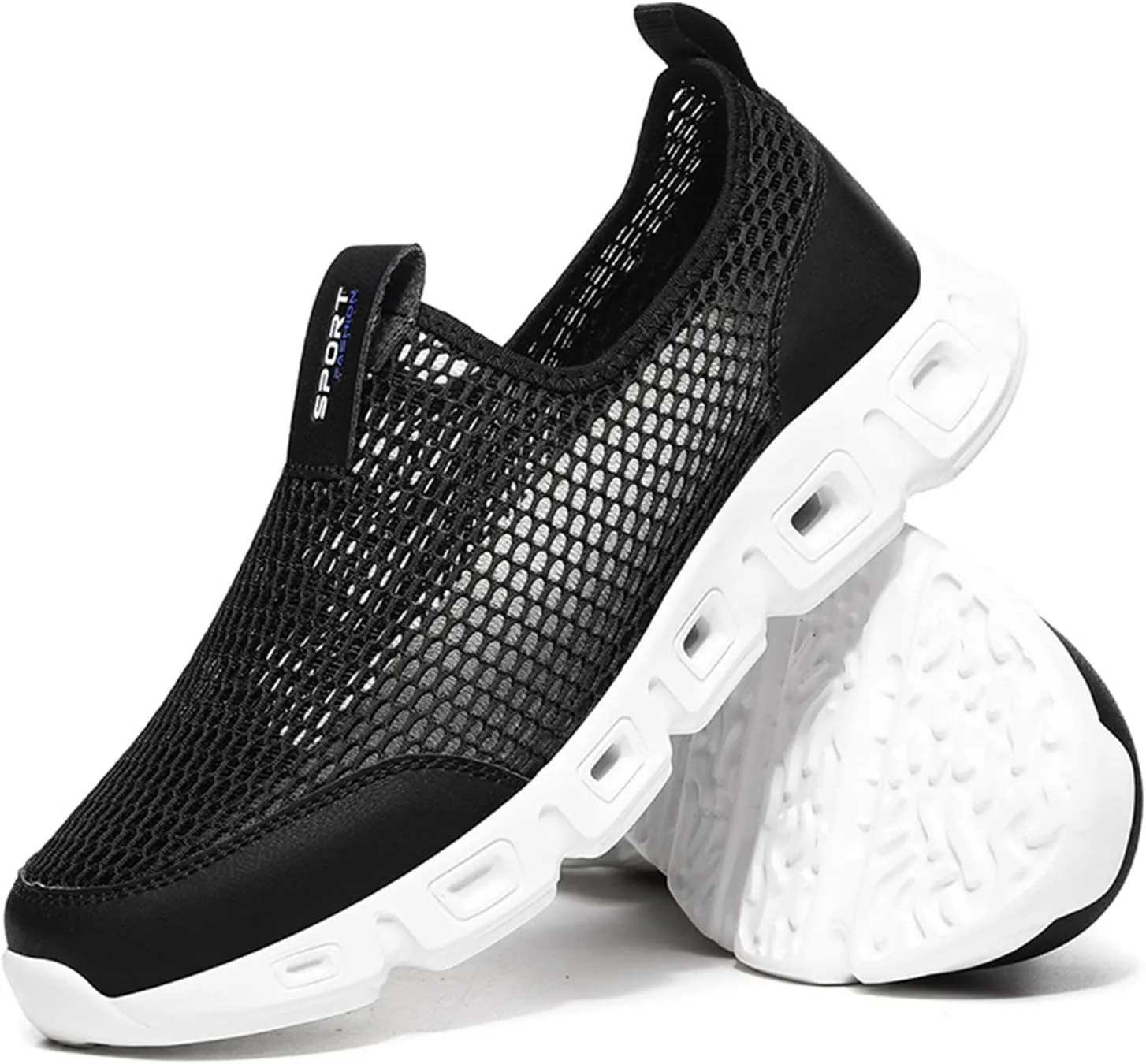 Men's Breathable Mesh Sports Shoes Convenient Slip On Hollow Sneakers Comfortable Walking Shoe Soft Elderly Shoes