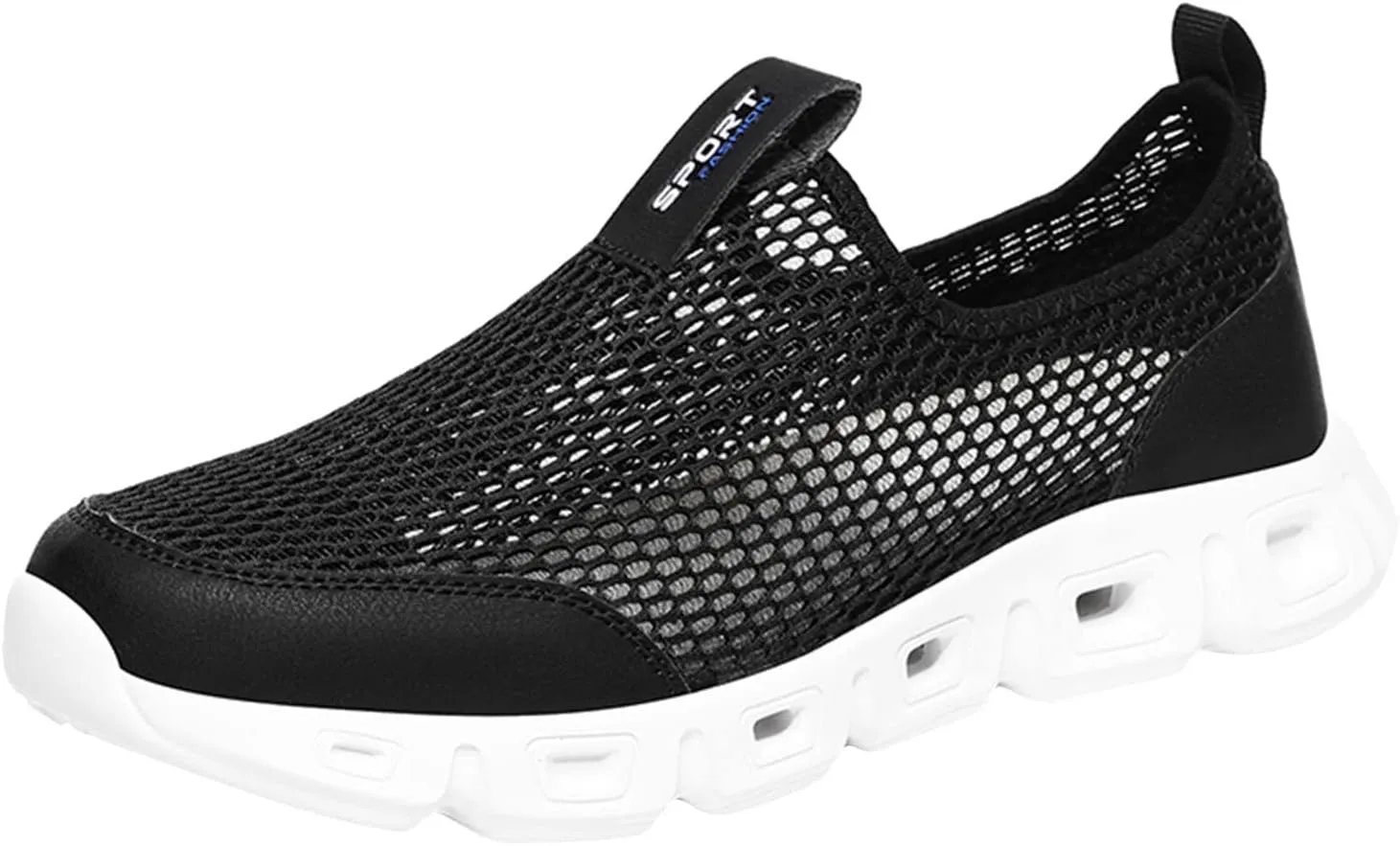 Men's Breathable Mesh Sports Shoes Convenient Slip On Hollow Sneakers Comfortable Walking Shoe Soft Elderly Shoes