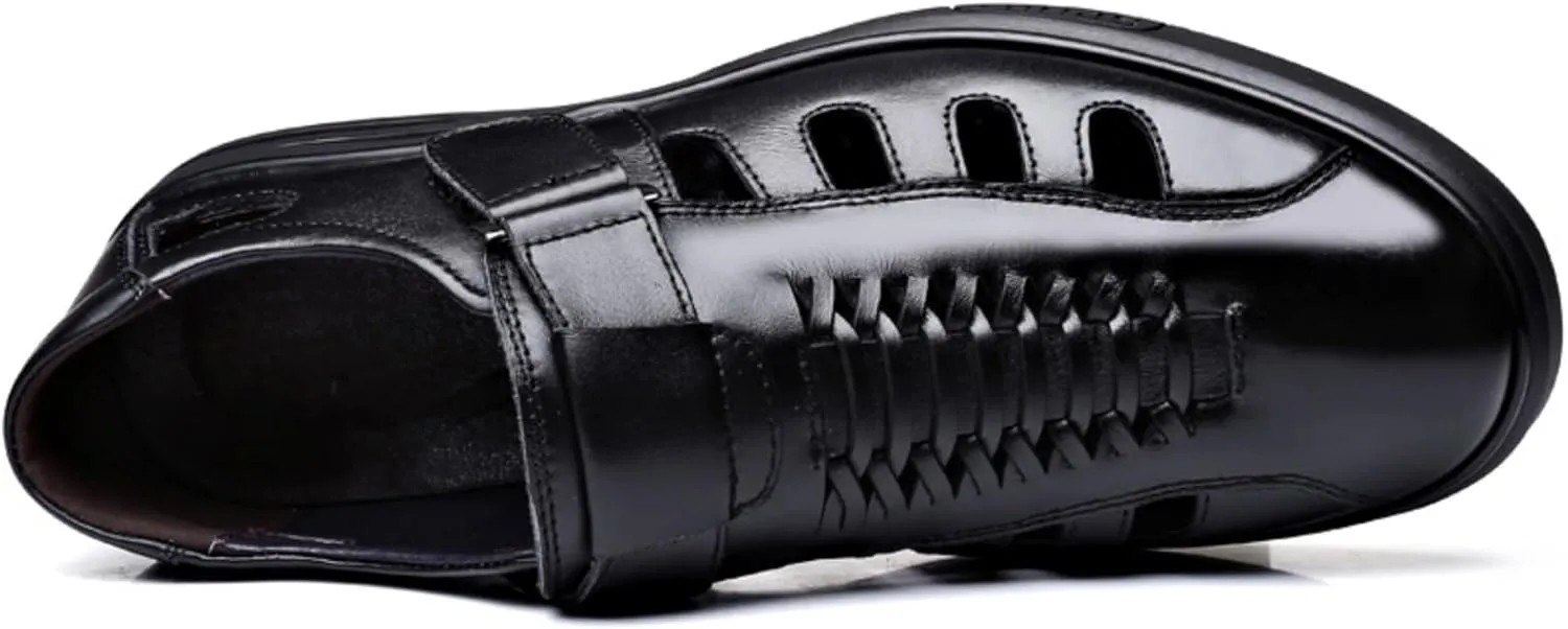Mens Dress Sandals Leather Closed Toe Sandals for Men Summer Beach Fisherman Shoes Casual Breathable