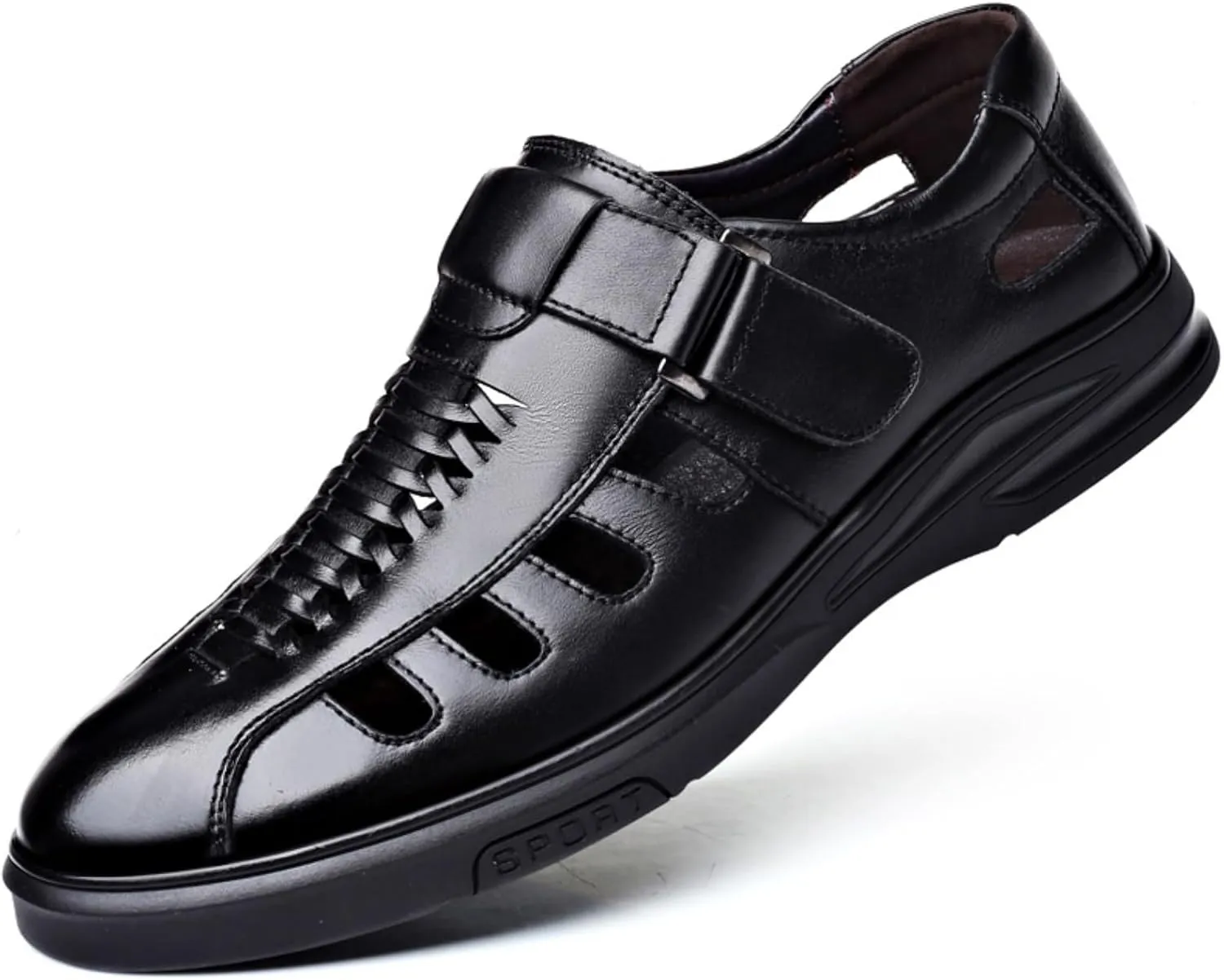 Mens Dress Sandals Leather Closed Toe Sandals for Men Summer Beach Fisherman Shoes Casual Breathable