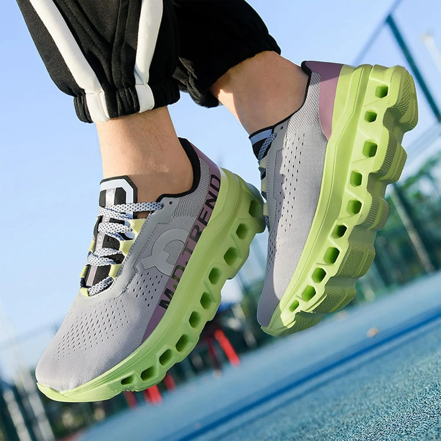 Men's Fashion Sneakers Breathable Mesh Running Shoes Cushioned Athletic Sneakers Non Slip Soft Sole Casual Athletic Walking Shoes