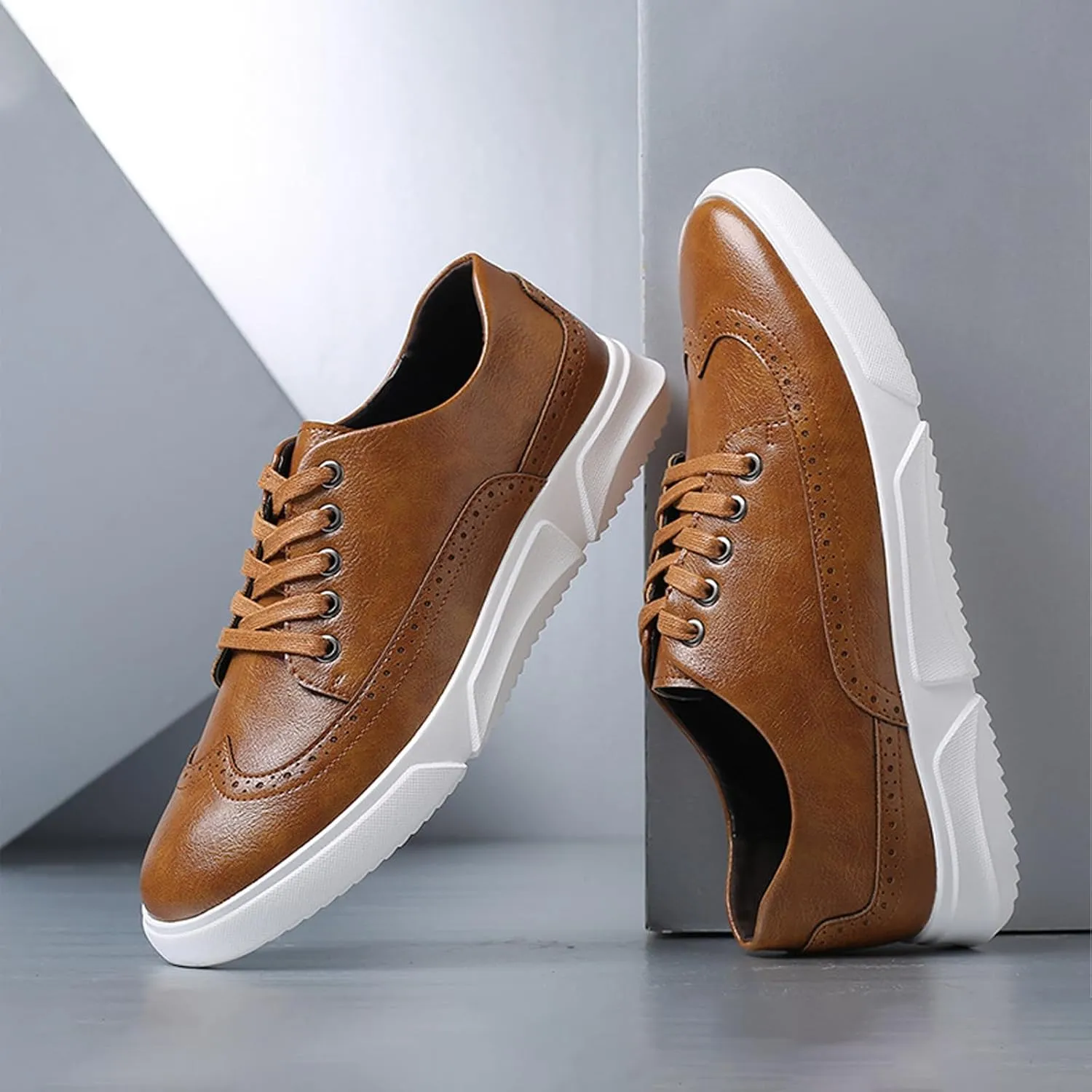 Men's Fashion Sneakers Classic Casual Shoes for Men Stylish Soft Men Dress Sneakers Wingtip Brogue Shoes