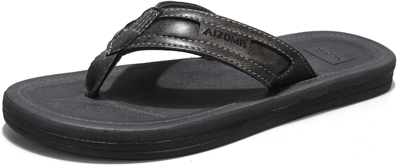 Mens Flip Flops Comfortable Walking Thong Sandals Non Slip Open-Toe Lightweight Summer Beach Slippers Indoor and Outdoor