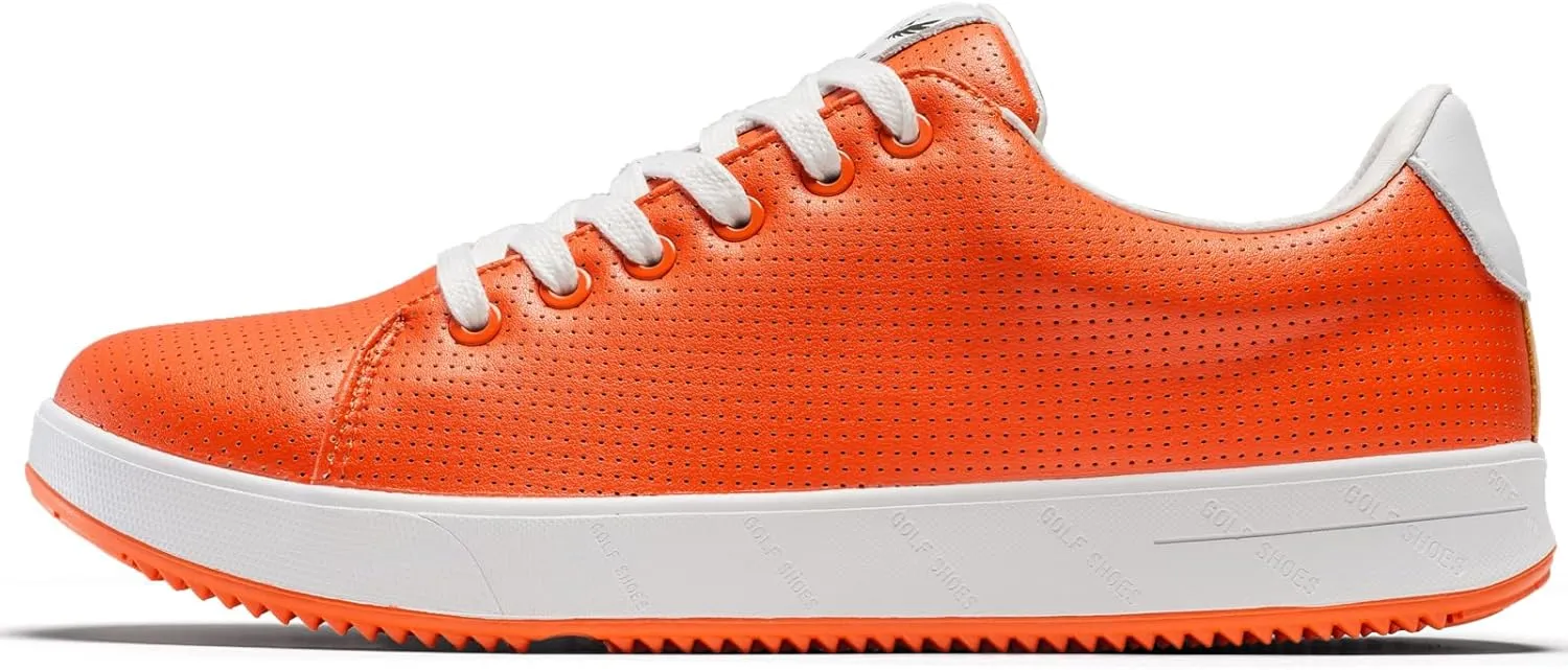 Men's Golf Shoes Professional Spikeless Leather Sneakers Non Slip Low Top Lightweight Comfort Travel Walking Shoes