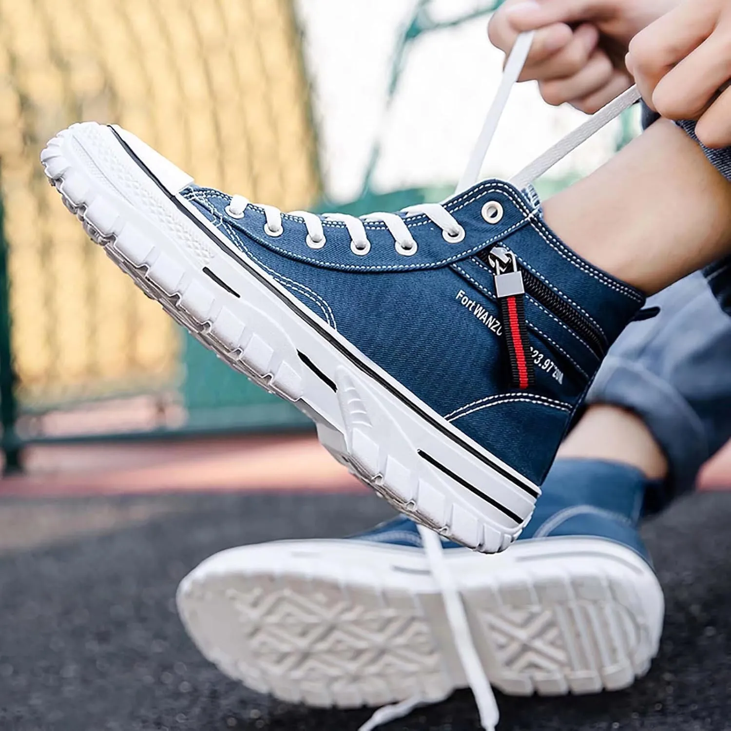Men's High Top Canvas Shoes Walking Shoes for Men Comfort Fashion Casual Skate Sneakers with Soft Out-Sole