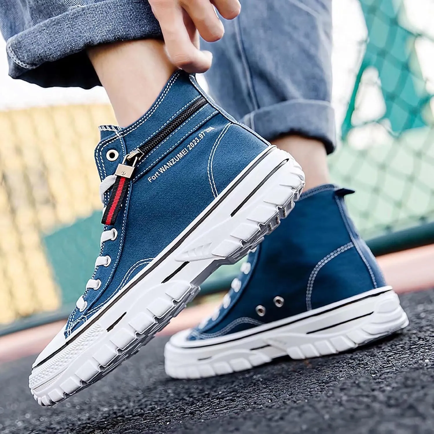 Men's High Top Canvas Shoes Walking Shoes for Men Comfort Fashion Casual Skate Sneakers with Soft Out-Sole