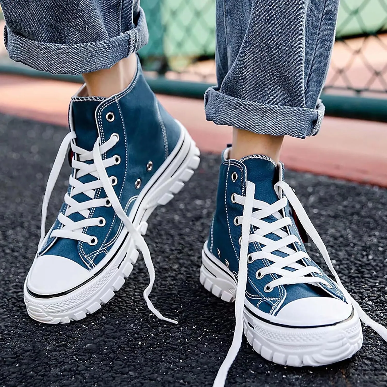 Men's High Top Canvas Shoes Walking Shoes for Men Comfort Fashion Casual Skate Sneakers with Soft Out-Sole