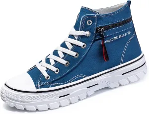 Men's High Top Canvas Shoes Walking Shoes for Men Comfort Fashion Casual Skate Sneakers with Soft Out-Sole