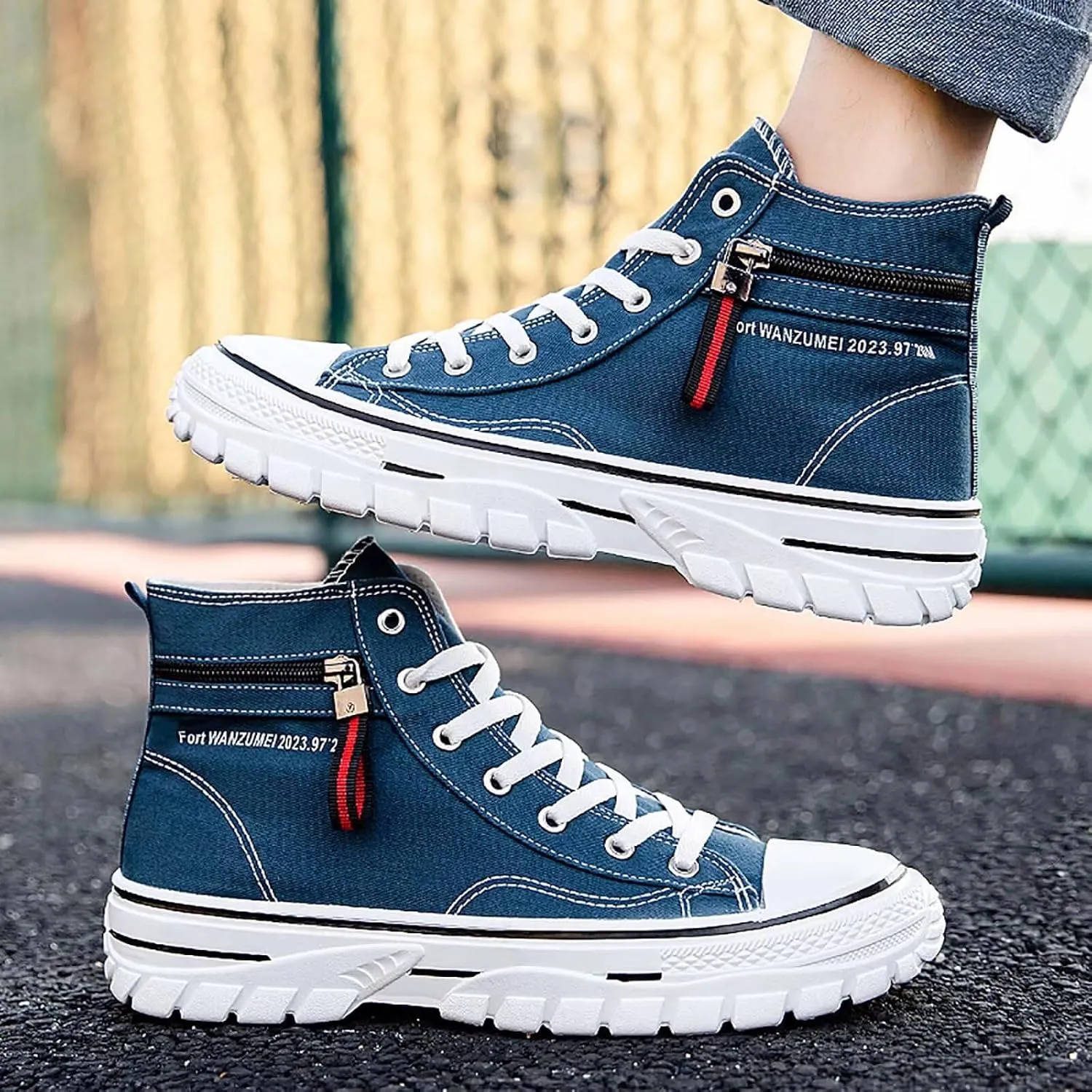 Men's High Top Canvas Shoes Walking Shoes for Men Comfort Fashion Casual Skate Sneakers with Soft Out-Sole