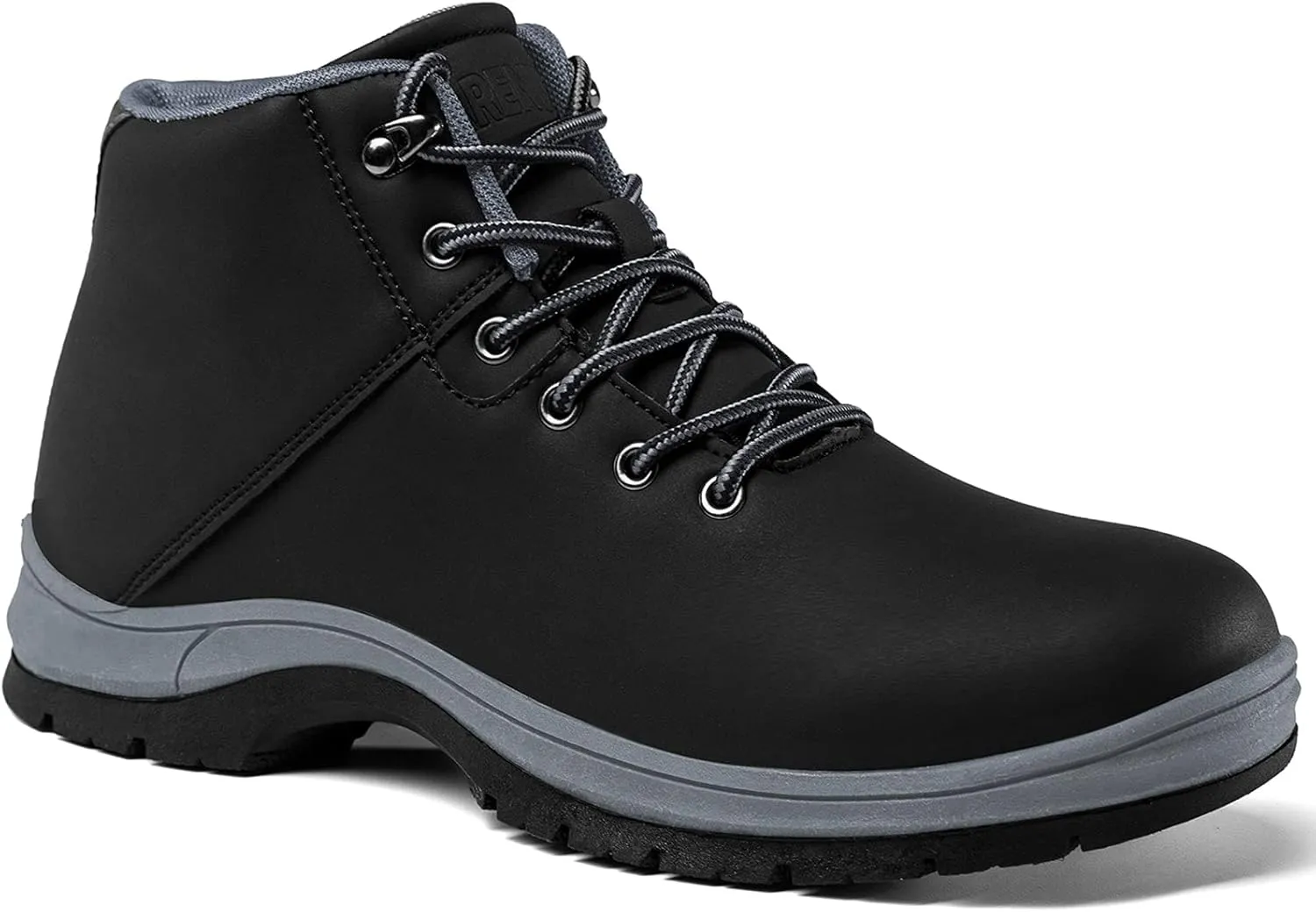 Mens Lightweight Work Boots Non Slip Shoes for Men Water Resistant Mid Ankle Casual Hiking Trekking Outdoor Boots Black
