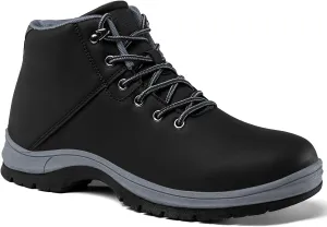 Mens Lightweight Work Boots Non Slip Shoes for Men Water Resistant Mid Ankle Casual Hiking Trekking Outdoor Boots Black