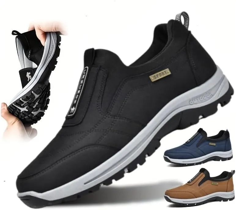 Men's Slip-On Walking Shoes, Lightweight Comfort Breathable Loafers Non-Slip Hiking Shoes