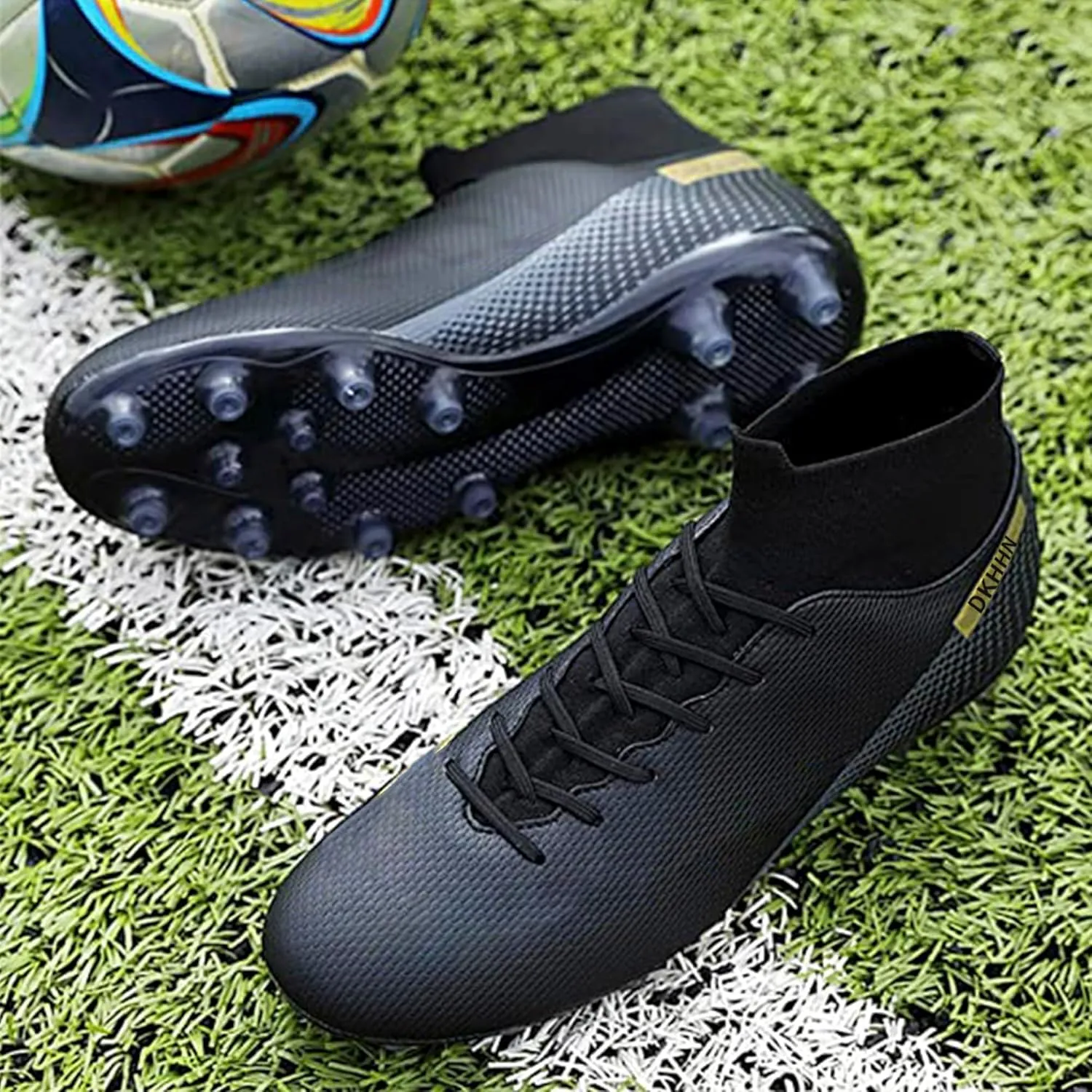 Men's Soccer Shoes Football Cleats Outdoor High-Tops Lace-Up Non-Slip Spikes AG/FG Boots Wide Training Sneaker