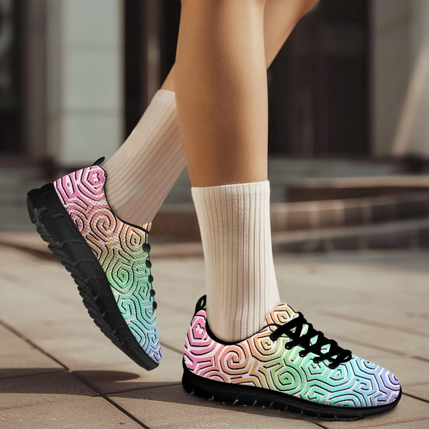 Men's Supportive Running Shoes Lace-Up Non Slip Tennis Sneakers Breathable Comfort Outdoor Shoes for Athletic US 5-14 Black Sole