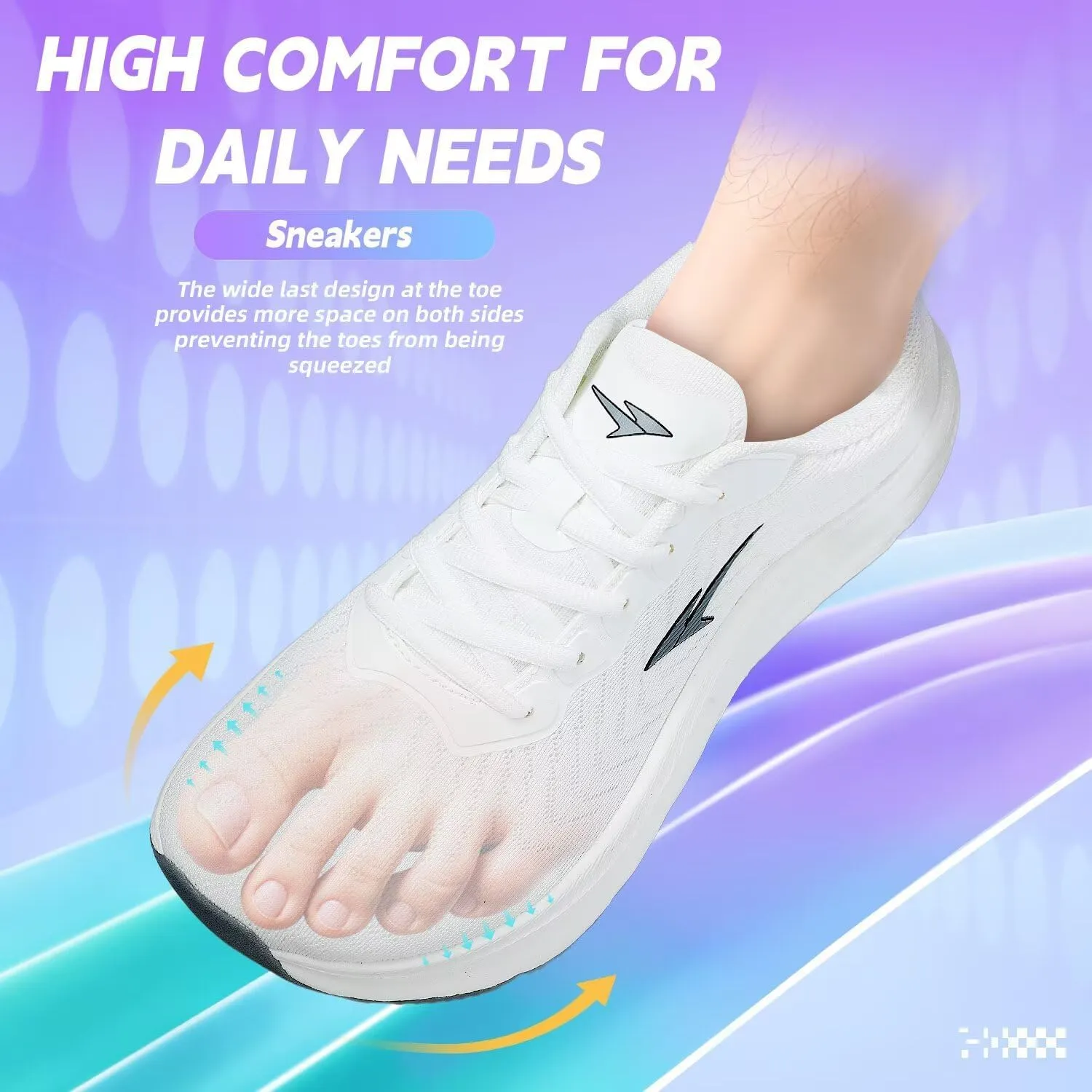Mens Wide Toe Box Running Shoes Casual Walking Sneakers Tennis Comfortable Athletic Sport Gym Workout Soft Sole