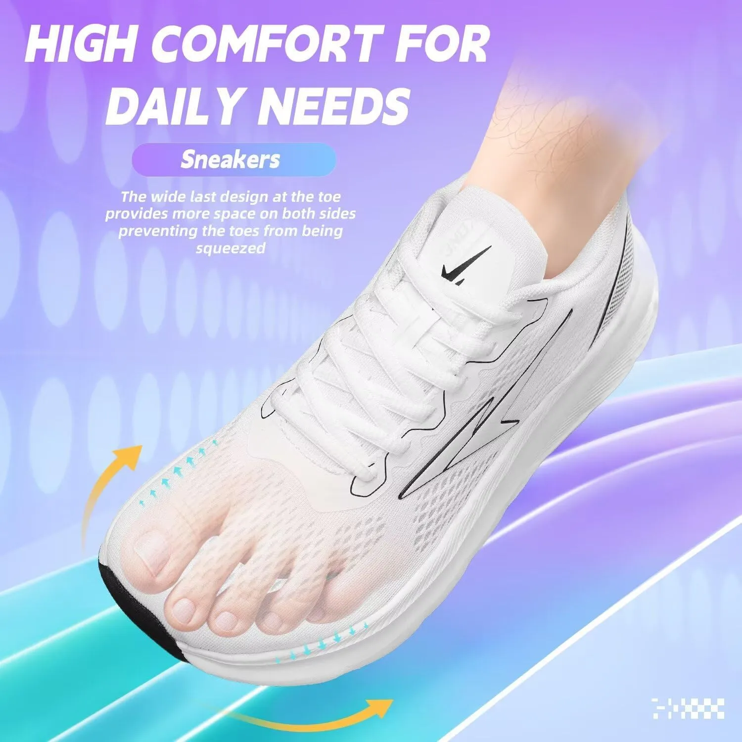Mens Wide Walking Shoes Soft Sole Non Slip Running Comfortable Tennis Breathable Athletic Gym Workout Sport Sneakers