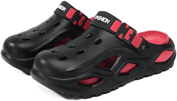 Mens Womens Clogs with Holes Unisex Garden Shoes Comfortable Arch Support Sandals Slip-On Mules Outdoor Quick-Dry Footwear for Work Beach Black
