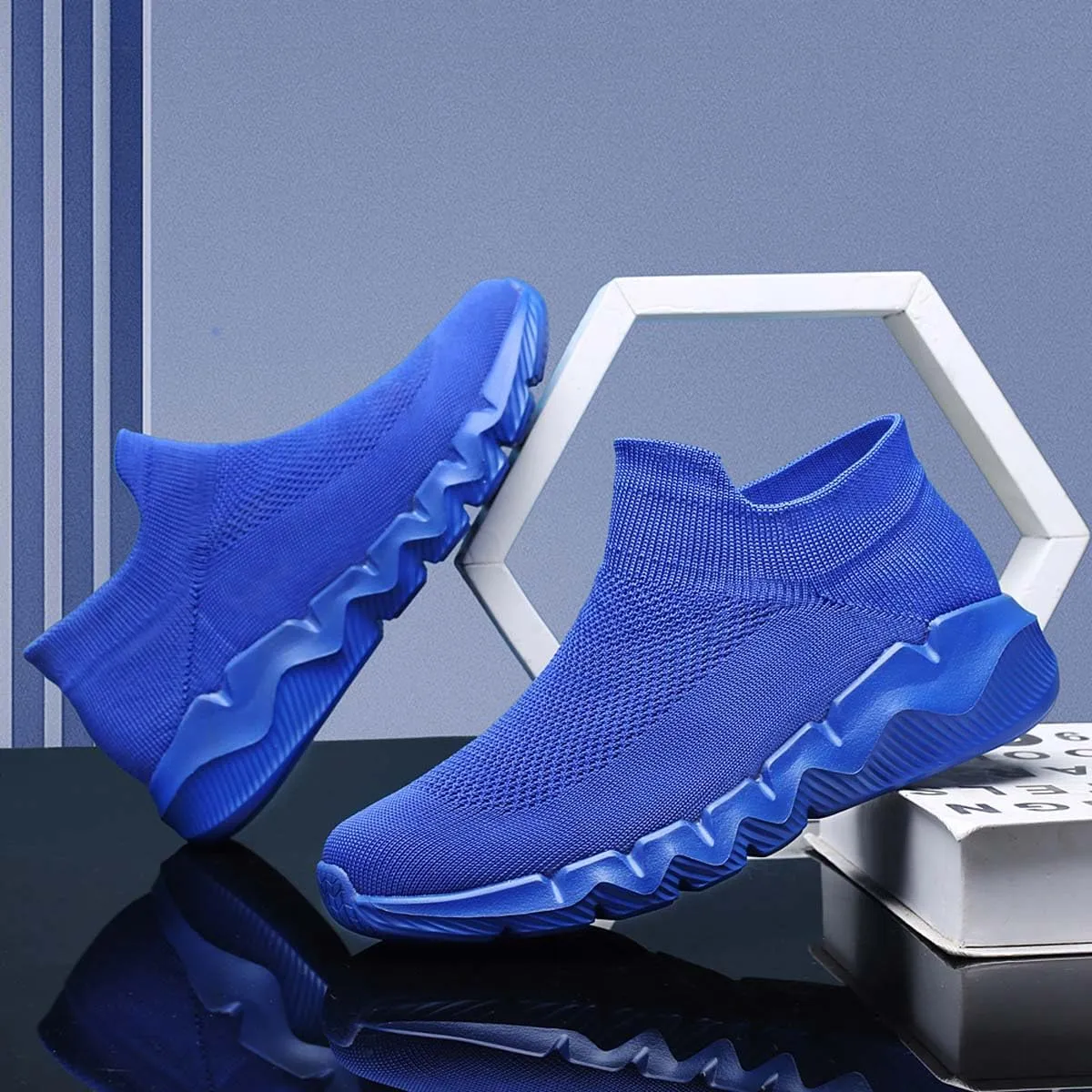 Men's Women's Knitted Mesh Fashion Breathable Ankle-High Road Running Shoes Soft Sneakers Shoes Trainers Shoes