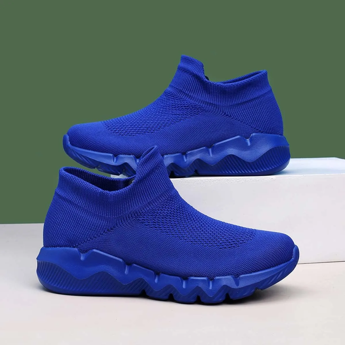 Men's Women's Knitted Mesh Fashion Breathable Ankle-High Road Running Shoes Soft Sneakers Shoes Trainers Shoes
