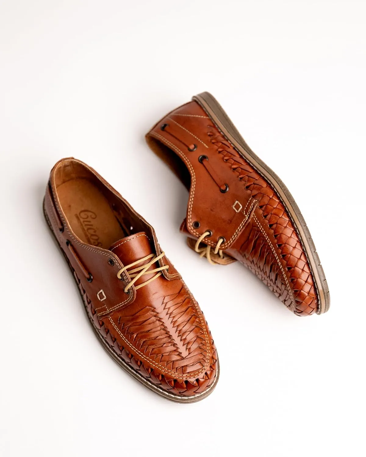 Mexico en la Piel Handmade Huaraches for Men - Modern Lace-Up Flats, Closed Toe Design, Shedron Leather, Synthetic Ranil Sole, Mexican Shoes, Sizes 7-12 US