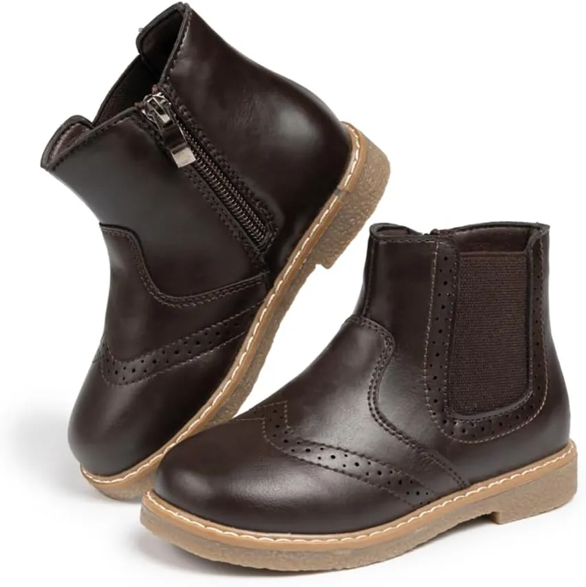 Miamooi Toddler Girls Boys Combat Ankle Boots Little Kid Waterproof Outdoor Chelsea Fall Booties Leather Comfort Shoes (Toddler/Little Kid)