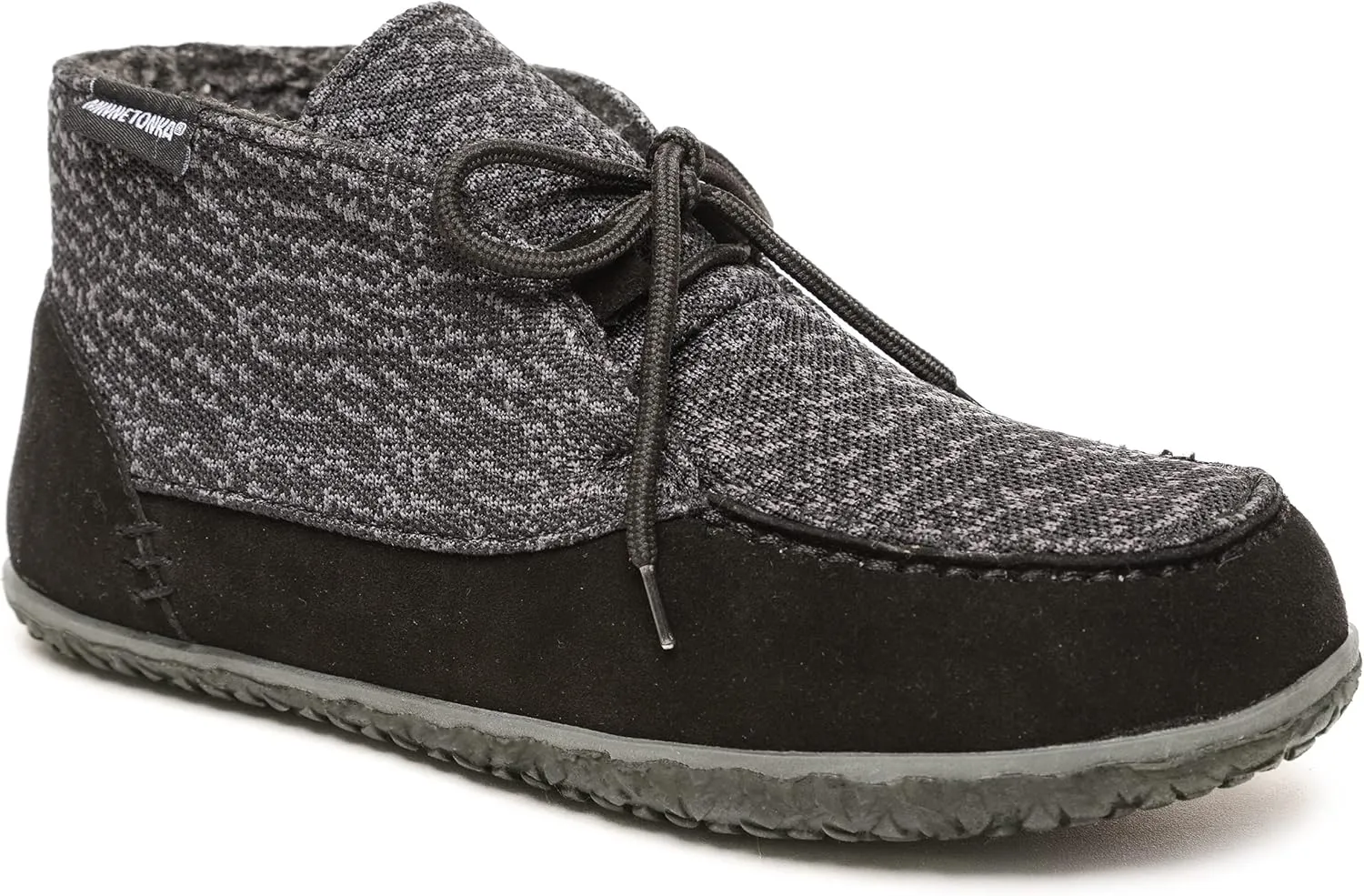 Minnetonka Men’s Torrey Suede Chukka Boots - Handcrafted with Berber Lining, Removable Contoured Footbed, MinnTREAD Rubber Sole with Rice Husk, and Suede Upper - Indoor and Outdoor Use,Black,10 M
