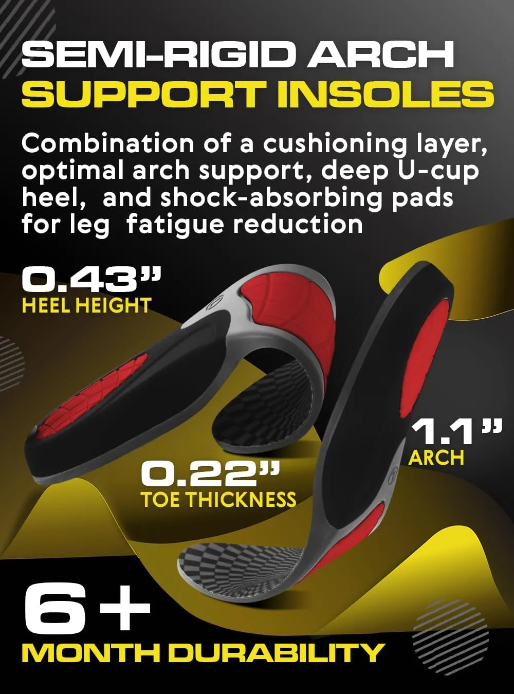 (New) Work Orthotic Insoles - Anti Fatigue Medium Arch Support Shoe Insert Men Women - for Plantar Fasciitis Flat Feet Leg - Relieve Foot Pain - Work Boot Insoles for Standing All Day (XL, Gray)