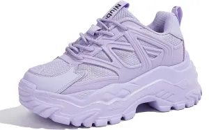 Niluber Chunky Sneakers for Women White Black Red Purple Platform Sneakers Comfortable Casual Lace Up Fashion Tennis Shoes