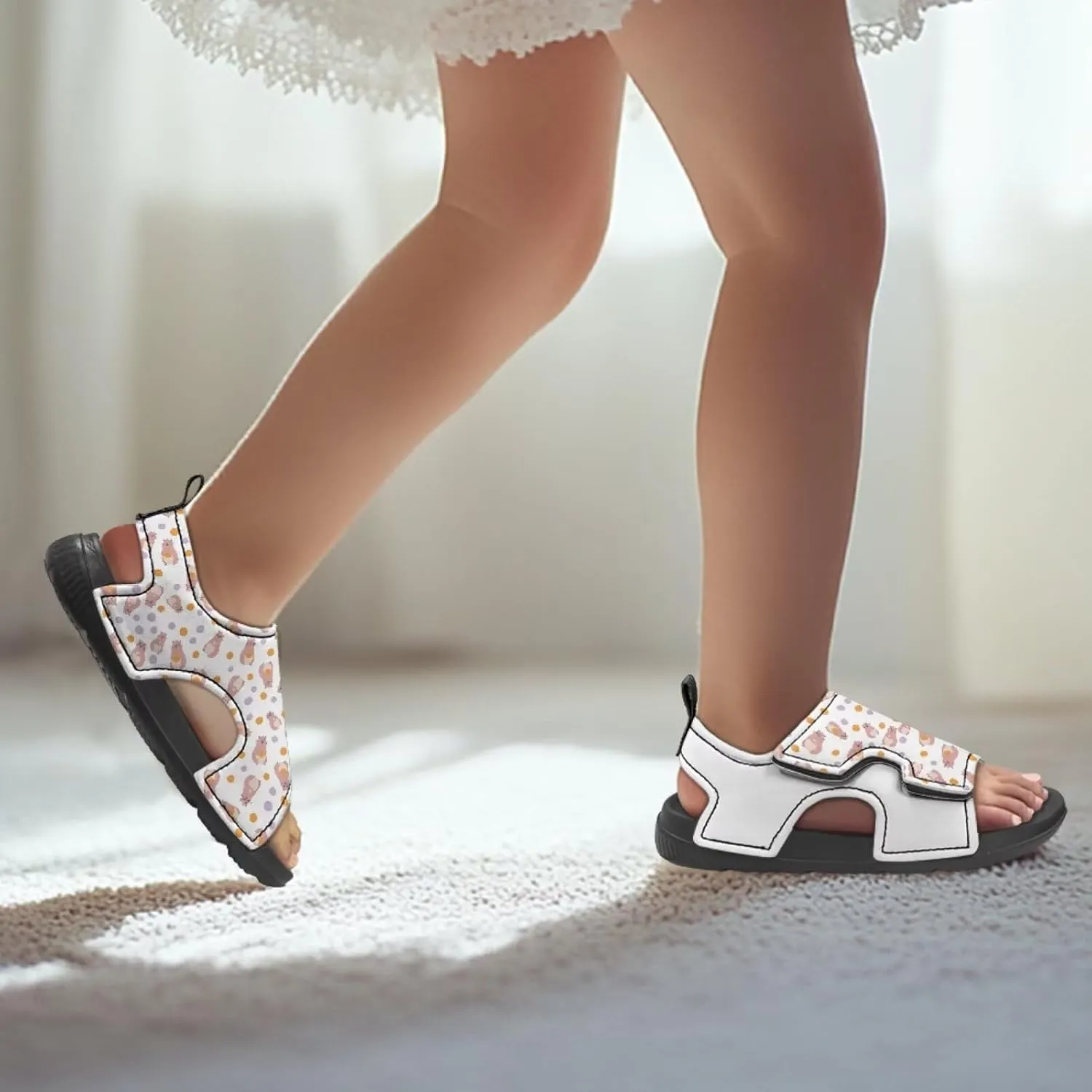 Nylon buckle Daisy Floral Hamster Kids' Sandals for Boys Suitable for Outdoor Play Fashioned Walking Shoes