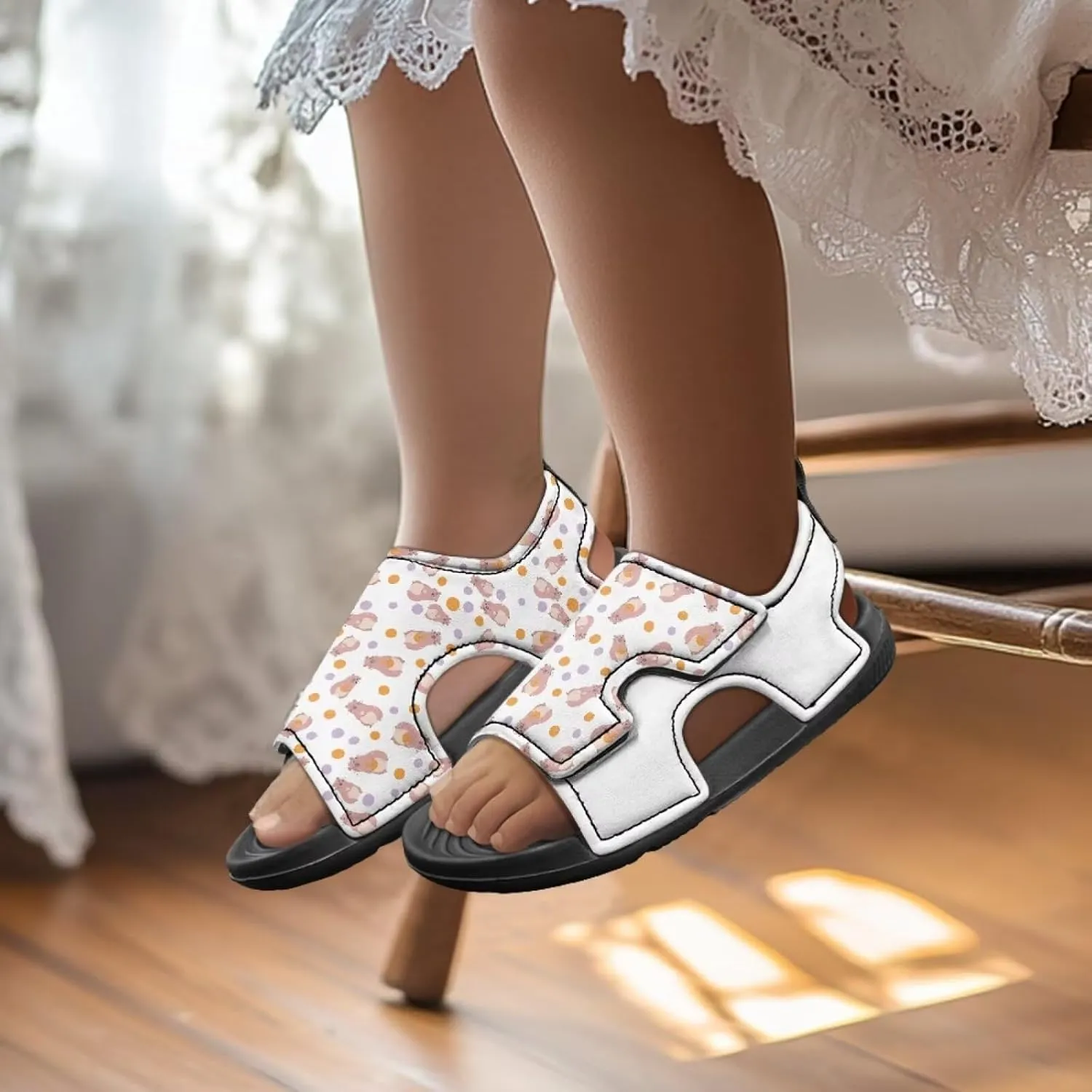 Nylon buckle Daisy Floral Hamster Kids' Sandals for Boys Suitable for Outdoor Play Fashioned Walking Shoes