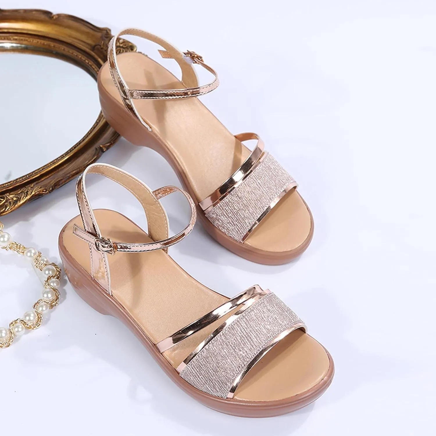 oiangi Summer Wedge Sandals for Women Fashion Casual Fish Mouth Open Toe Ankle Straps Buckle Platform Sandals Sparkly Outdoor Ladies High Heel Shoes