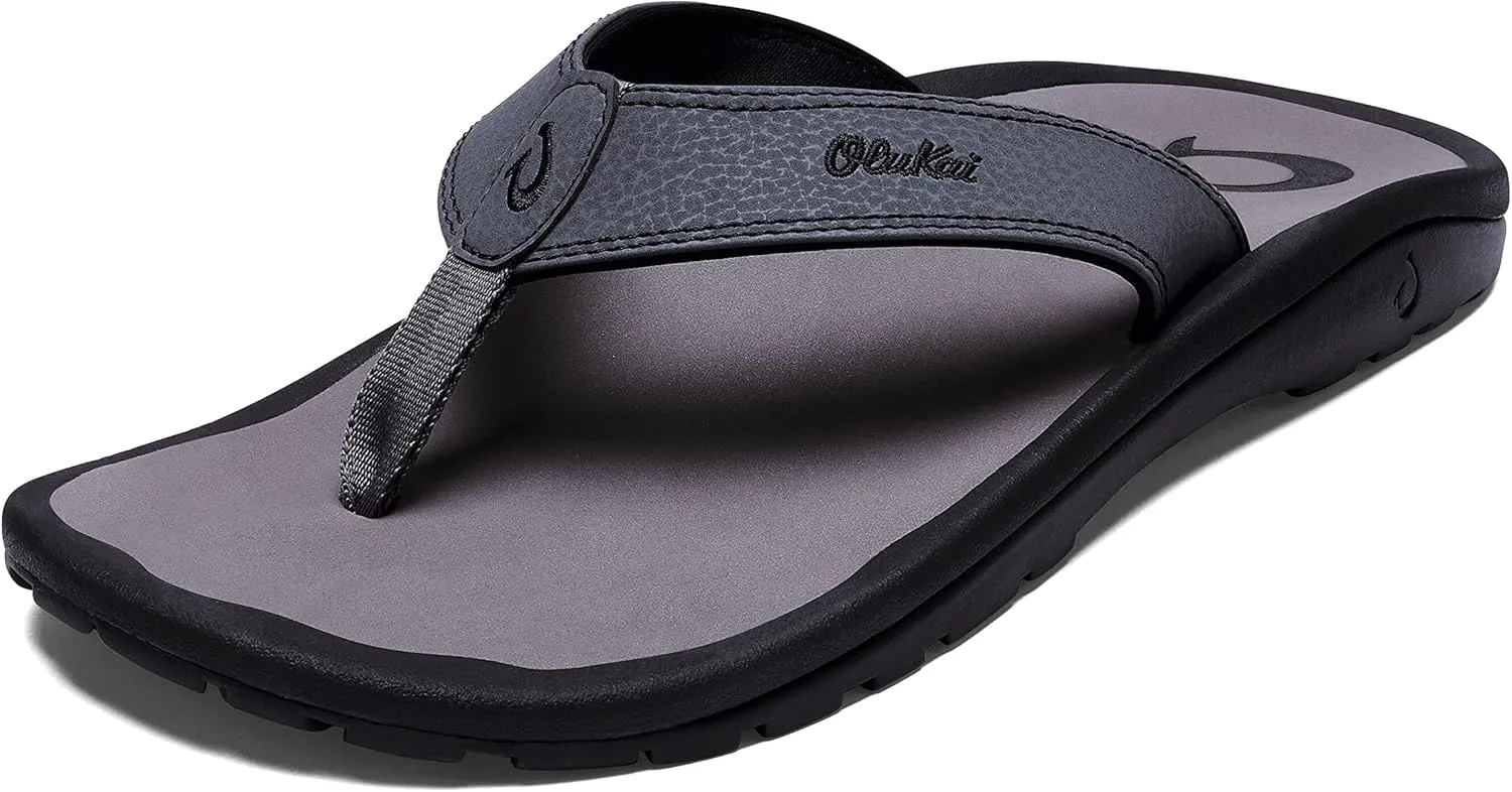 OLUKAI Ohana Men's Beach Sandals, Water Resistant Flip Flops, Arch Support & Comfort Fit, Lightweight & Durable, Enhanced Grip & Traction