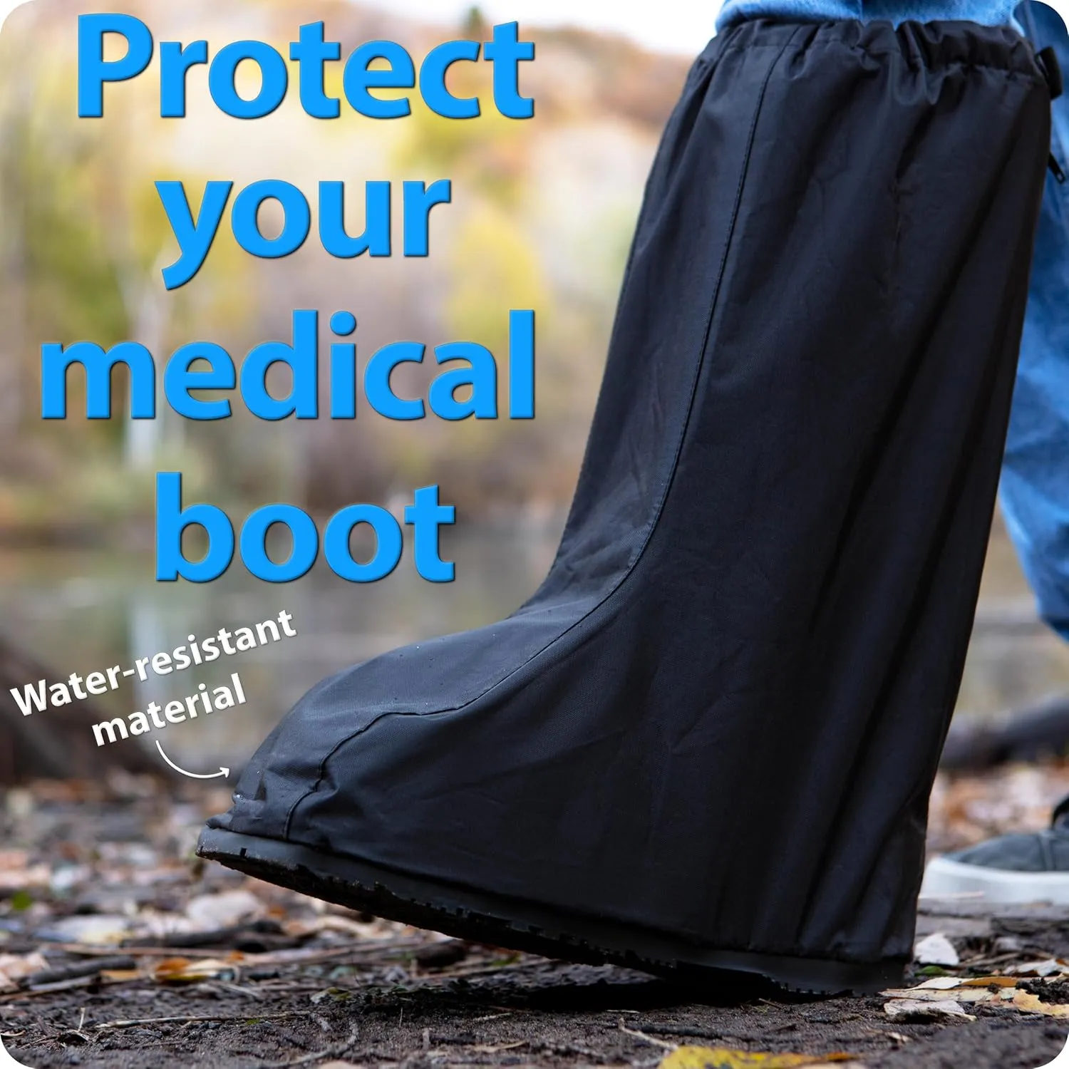 Omeer Water Resistant Walking Boot Cover for Medical & Orthopedic Boots With Anti-Slip, Heavy Duty Sole, Rain & Snow Resistant Medical Boot Protection (Large)