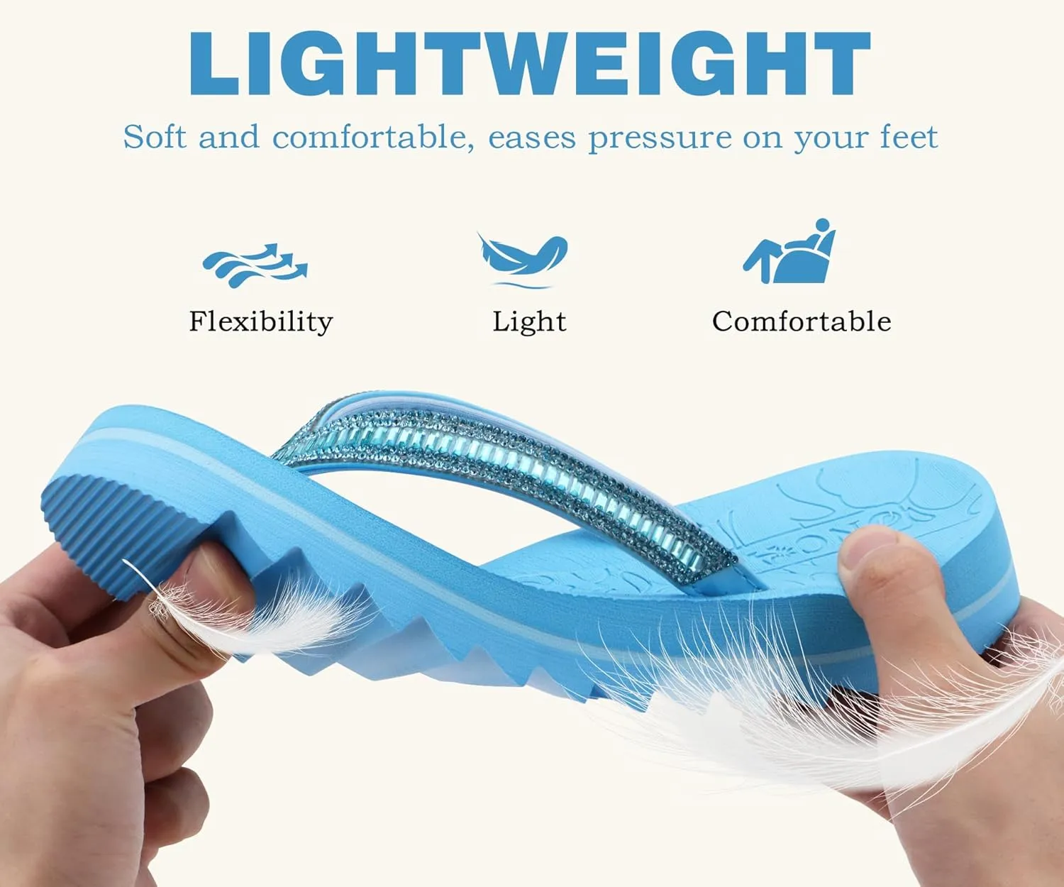 ONCAI Flip Flops for Women, Beach Thong Sandals Womens with Arch Support, Dressy Rhinestone Comfortable Yoga Mat and Non Slip Rubber Soles for Summer US Size 5-11