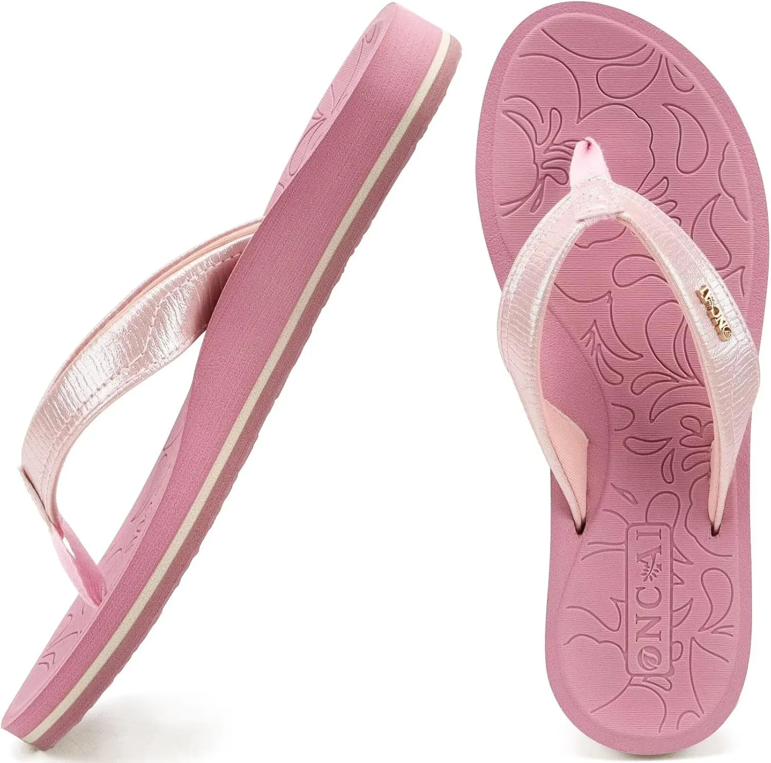 ONCAI Women's Flip Flops Comfortable Summer Beach Thong Sandals for Women with Cushion Walking Arch Support Yoga Mat Indoor Outdoor Soles