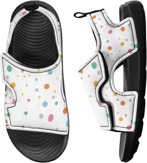 Open Toe Boys Polka Dots Dogs Printed Sandals Hook and Loop Strap Sport Athletic Slippers for Poolside Lounging