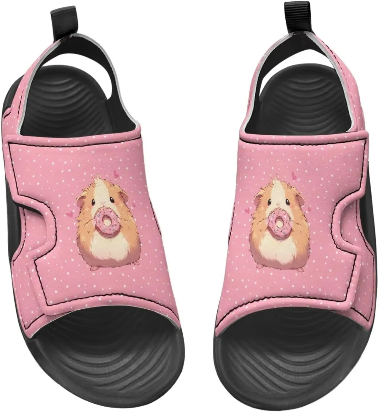 Open Toe Cartoon Hamster Pig Kids' Sandals for Girls Thick Sole Leather Slipper for Casual Wear