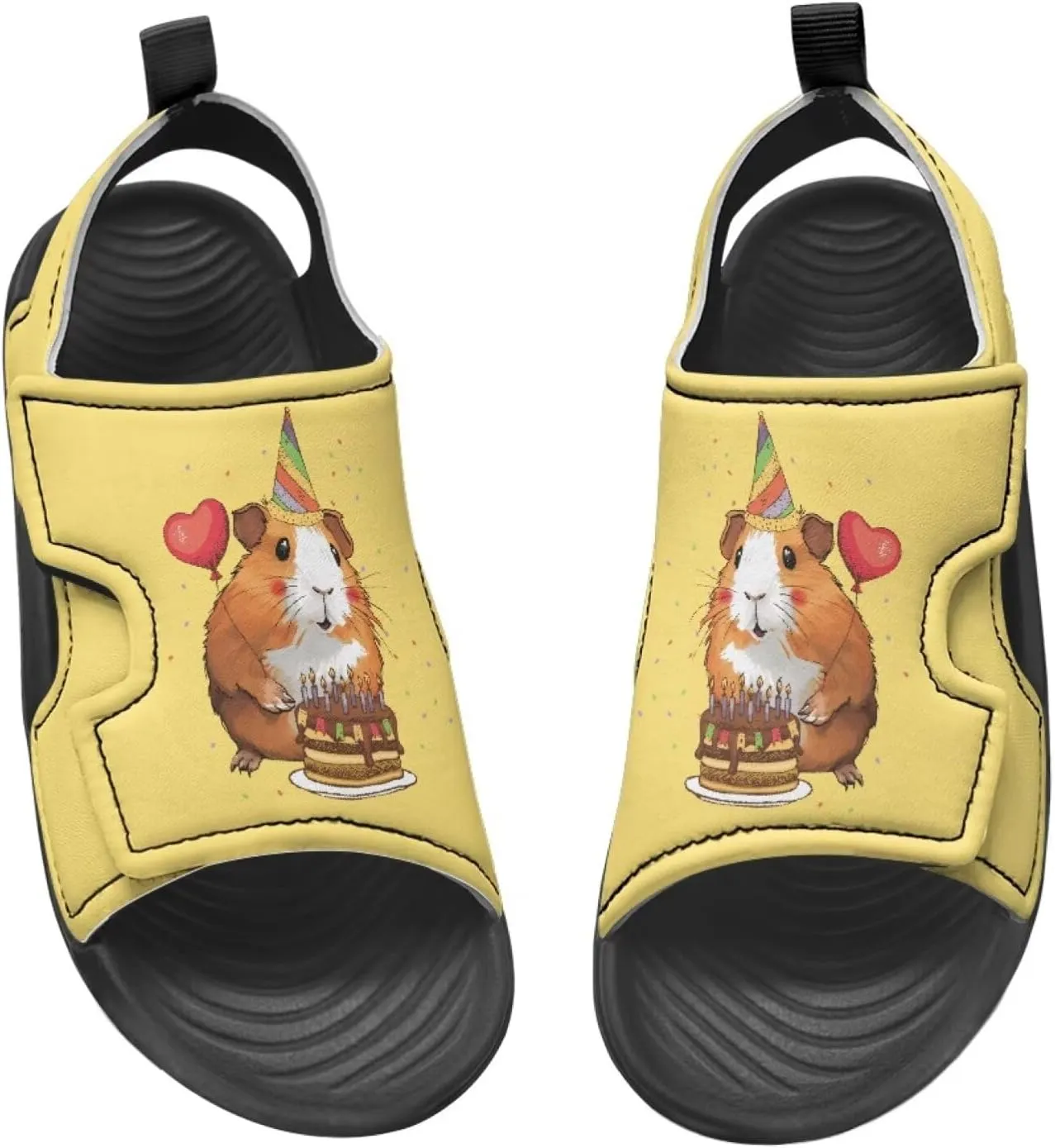 Open Toe Cartoon Hamster Pig Kids' Sandals for Girls Thick Sole Leather Slipper for Casual Wear