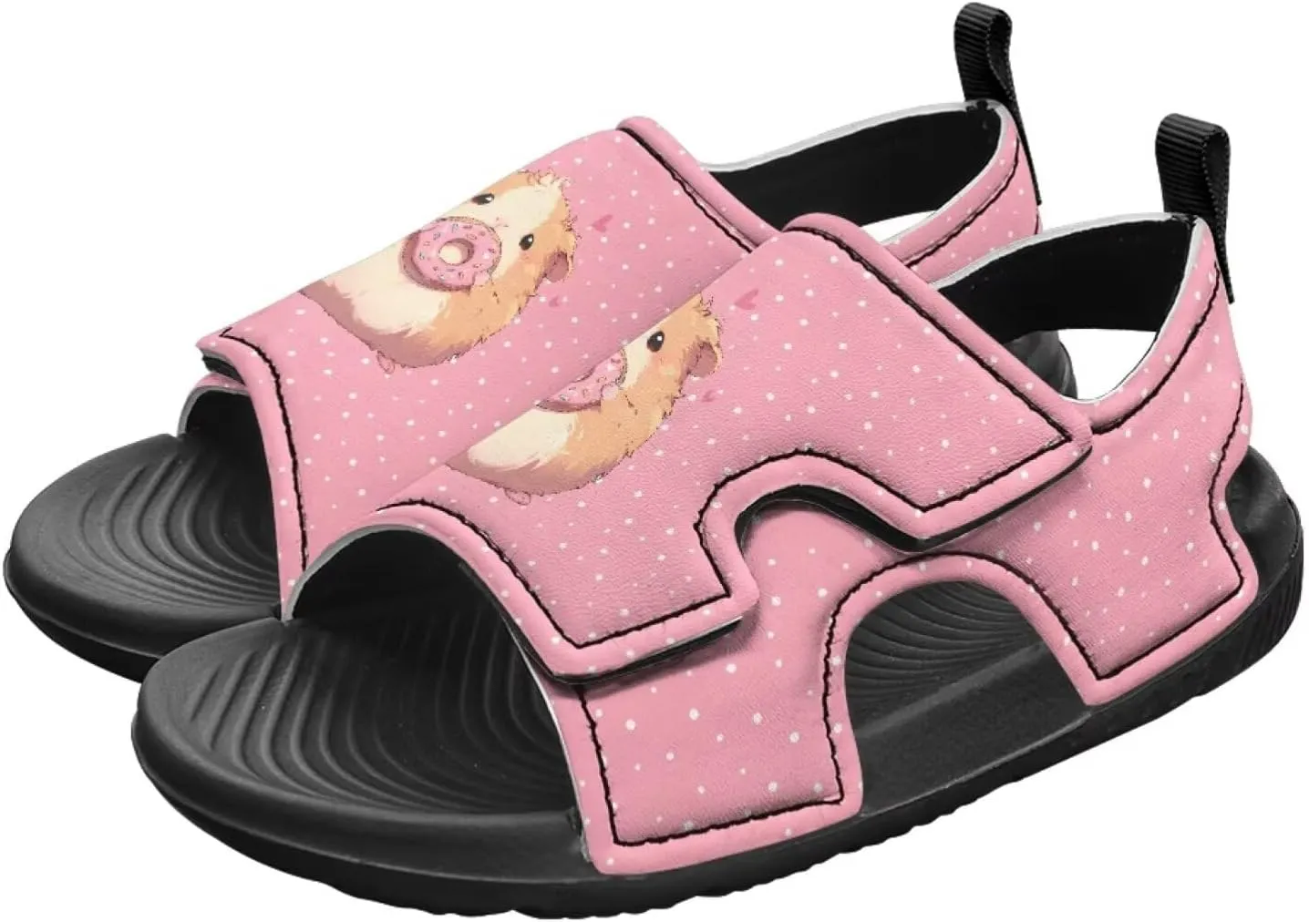 Open Toe Cartoon Hamster Pig Kids' Sandals for Girls Thick Sole Leather Slipper for Casual Wear