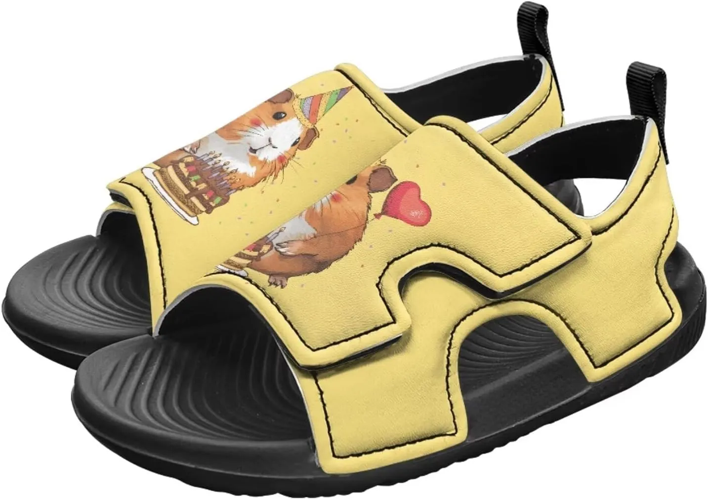 Open Toe Cartoon Hamster Pig Kids' Sandals for Girls Thick Sole Leather Slipper for Casual Wear