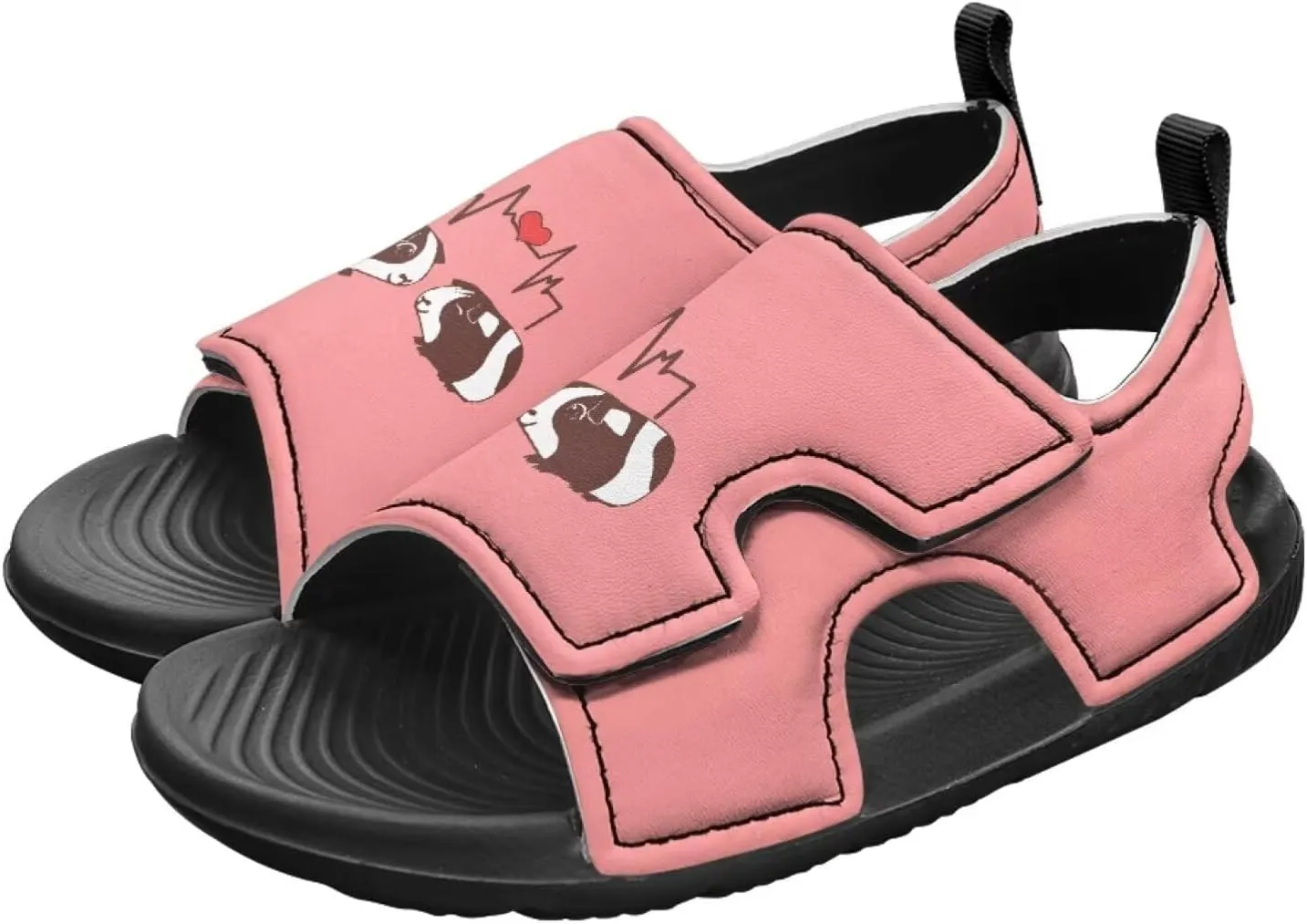 Open Toe Cartoon Hamster Pig Kids' Sandals for Girls Thick Sole Leather Slipper for Casual Wear
