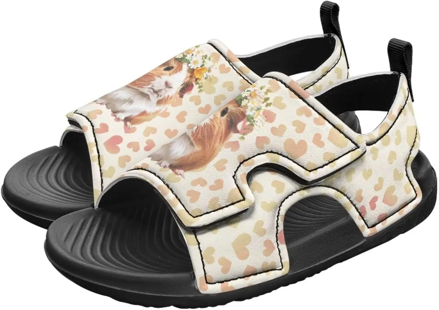 Open Toe Cartoon Hamster Pig Kids' Sandals for Girls Thick Sole Leather Slipper for Casual Wear