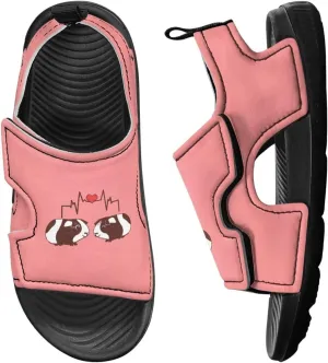 Open Toe Cartoon Hamster Pig Kids' Sandals for Girls Thick Sole Leather Slipper for Casual Wear