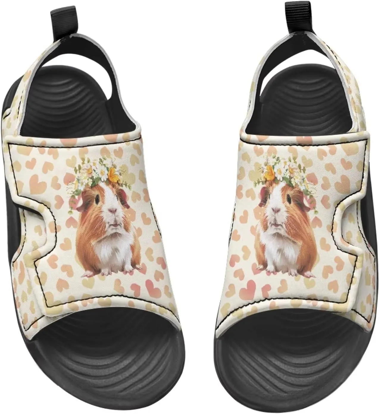 Open Toe Cartoon Hamster Pig Kids' Sandals for Girls Thick Sole Leather Slipper for Casual Wear