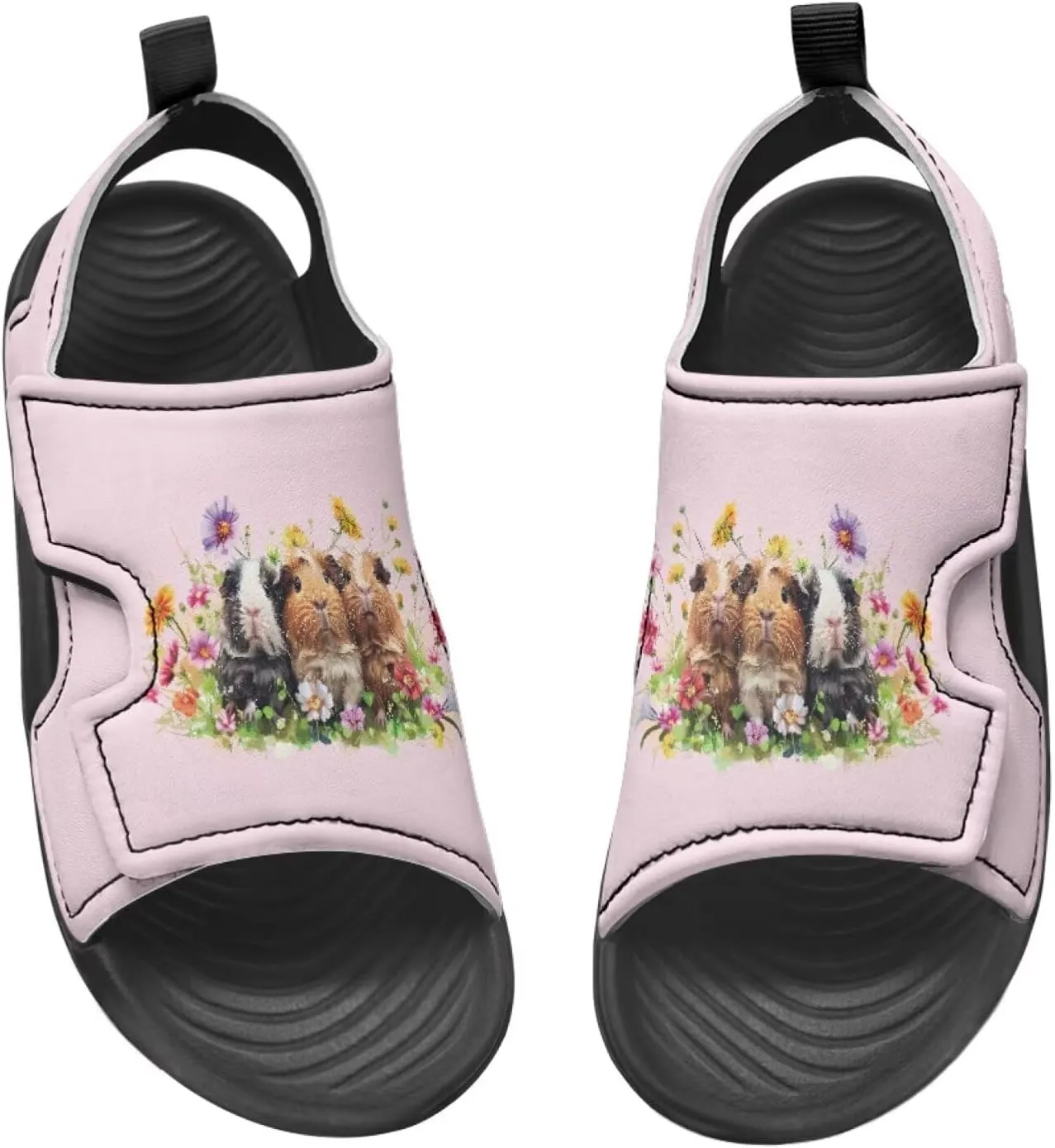 Open Toe Cartoon Hamster Pig Kids' Sandals for Girls Thick Sole Leather Slipper for Casual Wear