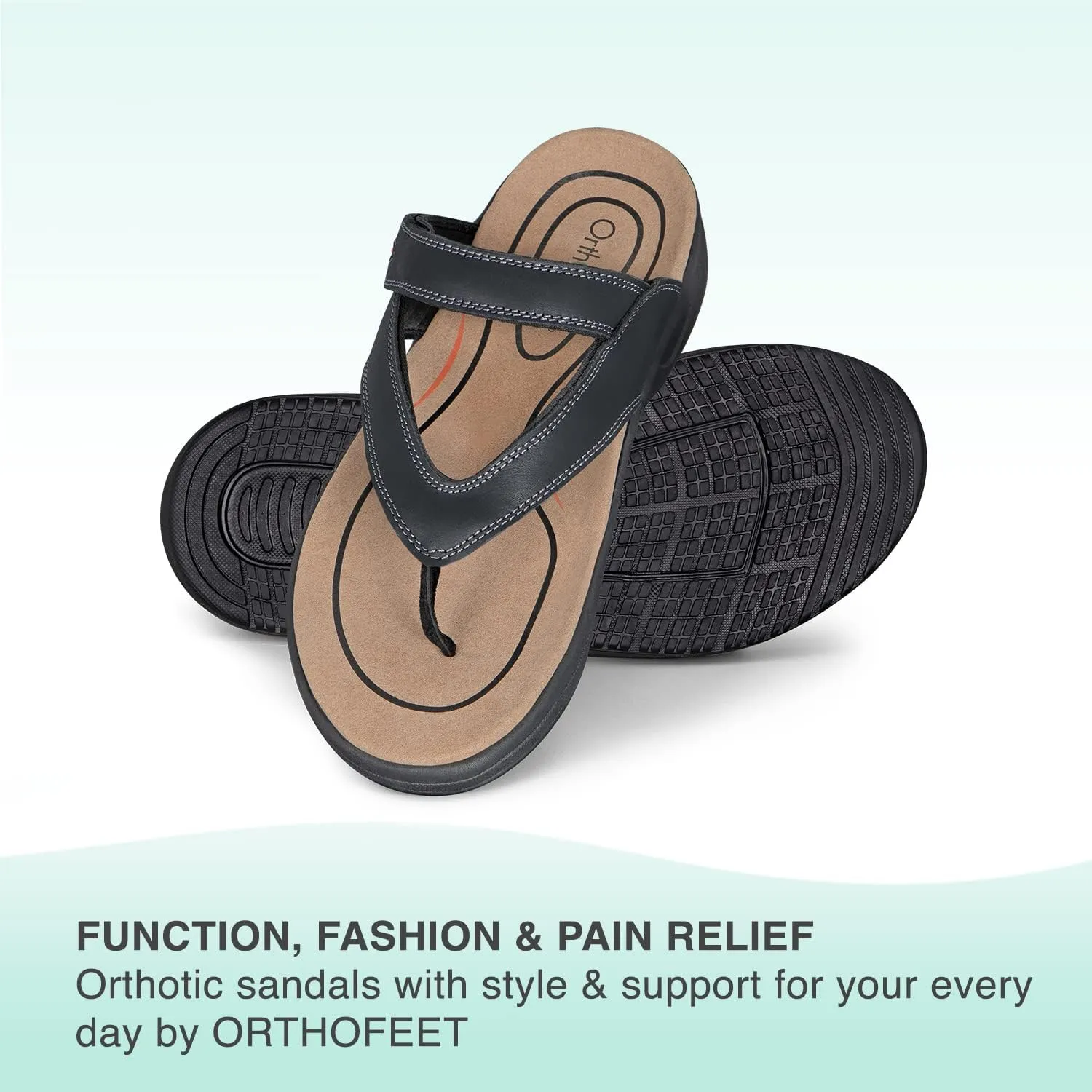 Orthofeet Men's Orthopedic Leather Eldorado Flip-Flop Sandals